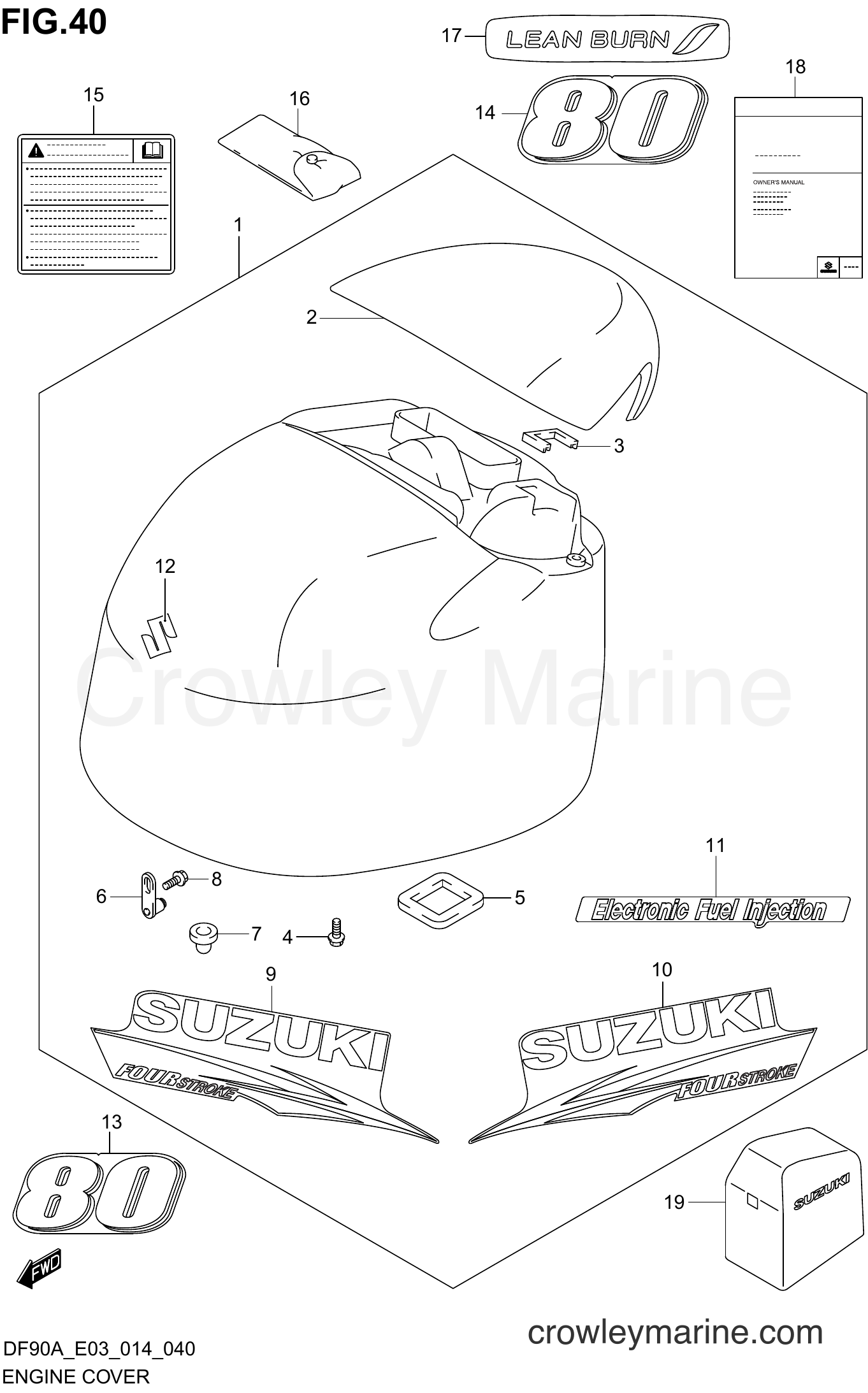 Suzuki Marine DF70A 410001~ - ENGINE COVER (DF80A E03)