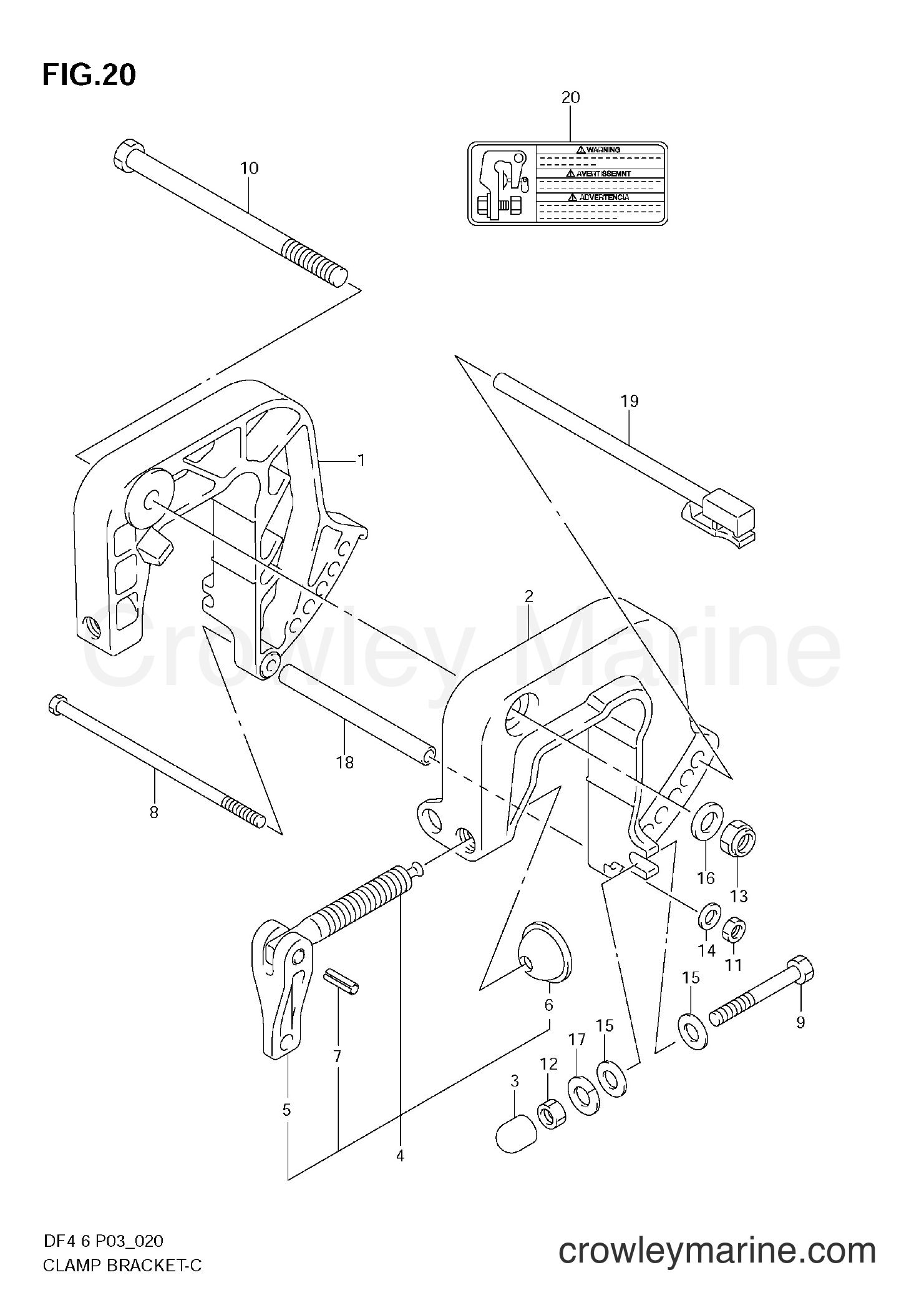 Suzuki Marine DF4 - CLAMP BRACKET