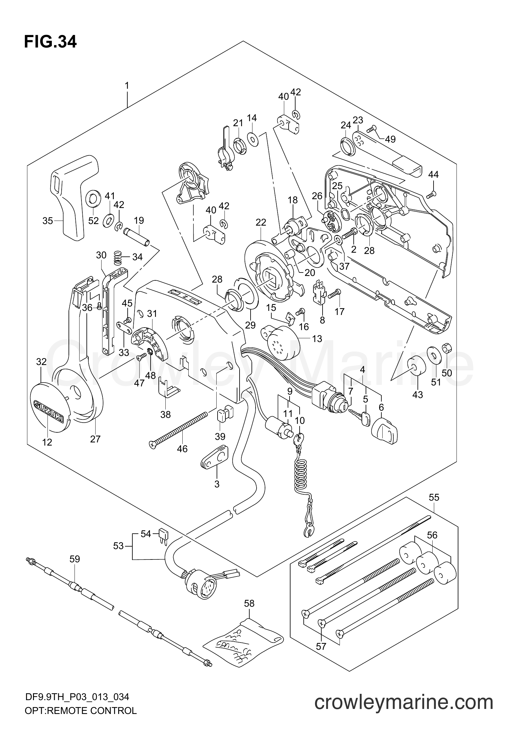 Suzuki Marine DF9.9TH 00993F-310001~ - OPT:REMOTE CONTROL