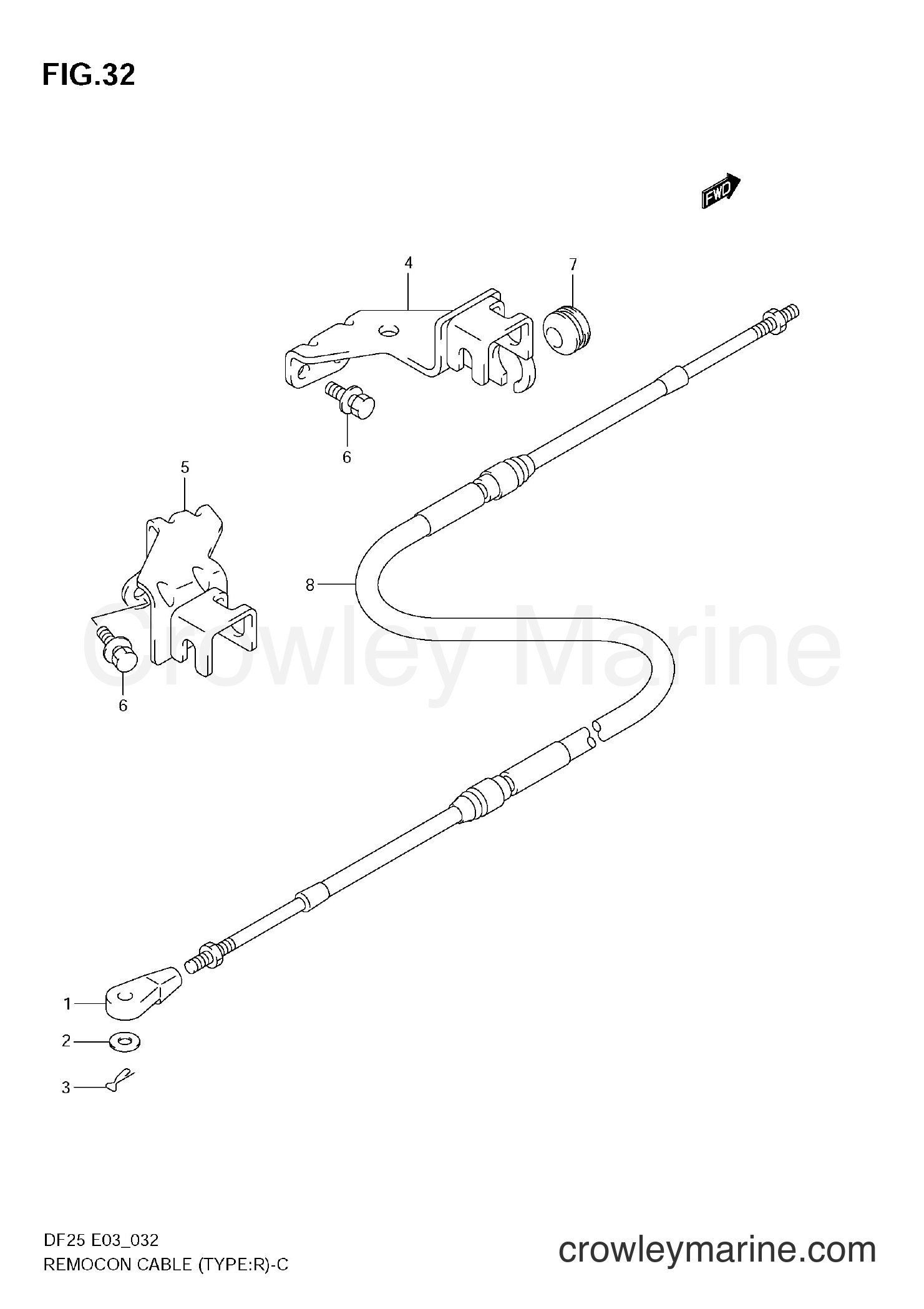 Suzuki Marine DF25 - REMOCON CABLE (TYPE:R)