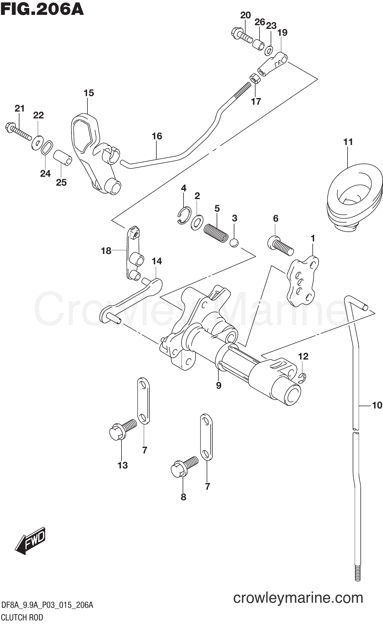 Suzuki Marine DF9.9A 510001~ - CLUTCH ROD (DF8A P03)