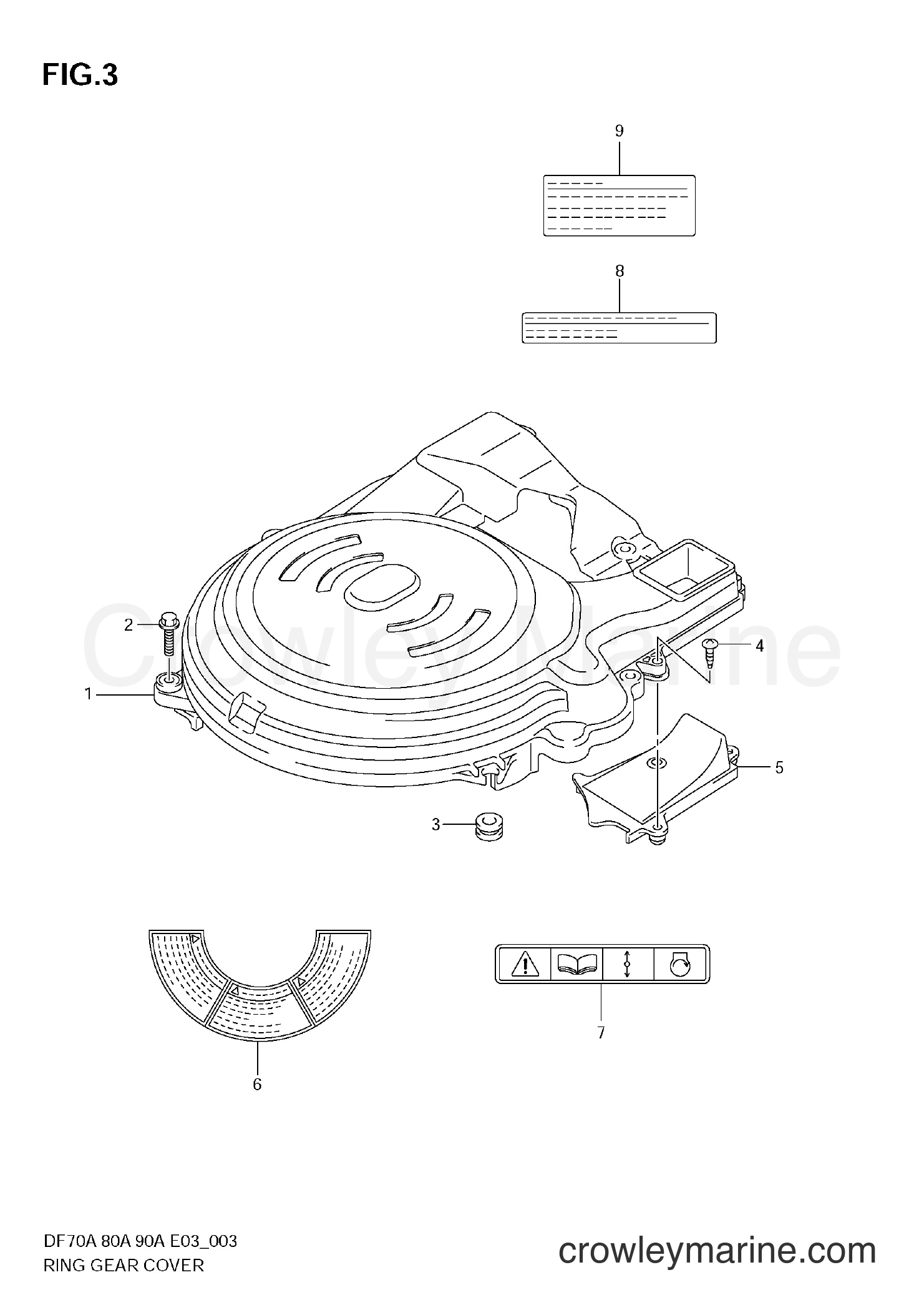Suzuki Marine DF90A - RING GEAR COVER