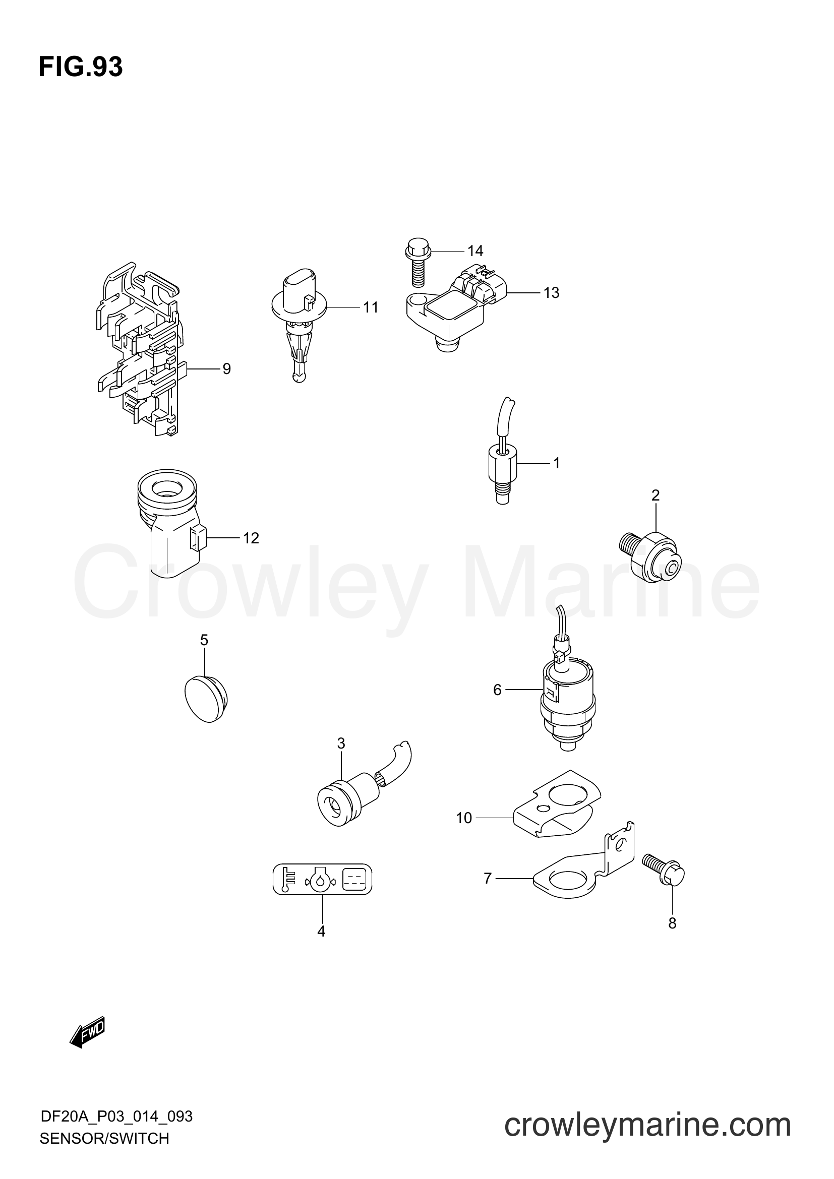 Suzuki Marine DF9.9B 00995F-01504 - SENSOR/SWITCH (DF20AT P03)