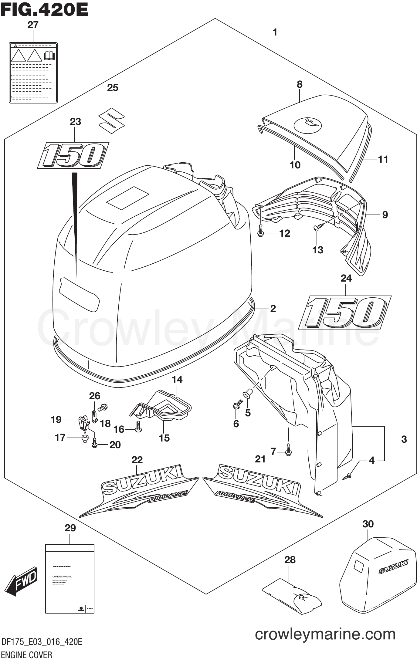 Suzuki Marine DF175T 610001~ - ENGINE COVER (FOR 0EP) (DF150Z E03)