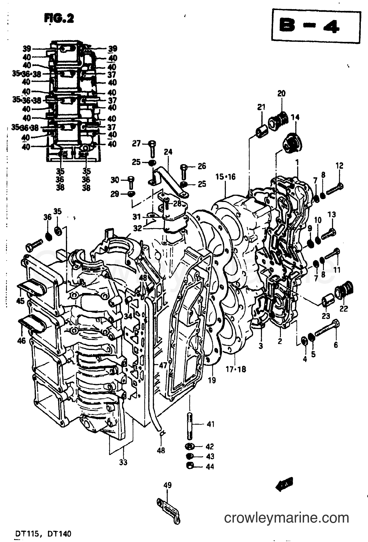 Suzuki Marine DT140 - CRANKCASE 2 (MODEL VZ)
