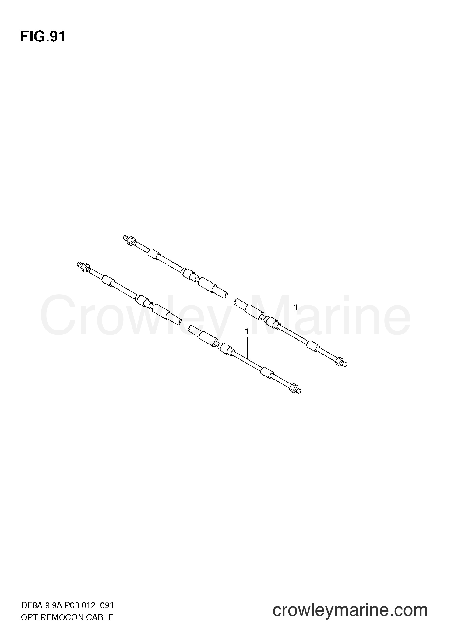 Suzuki Marine DF8A 00801F-210001~ - OPT:REMOCON CABLE (DF9,9AR)
