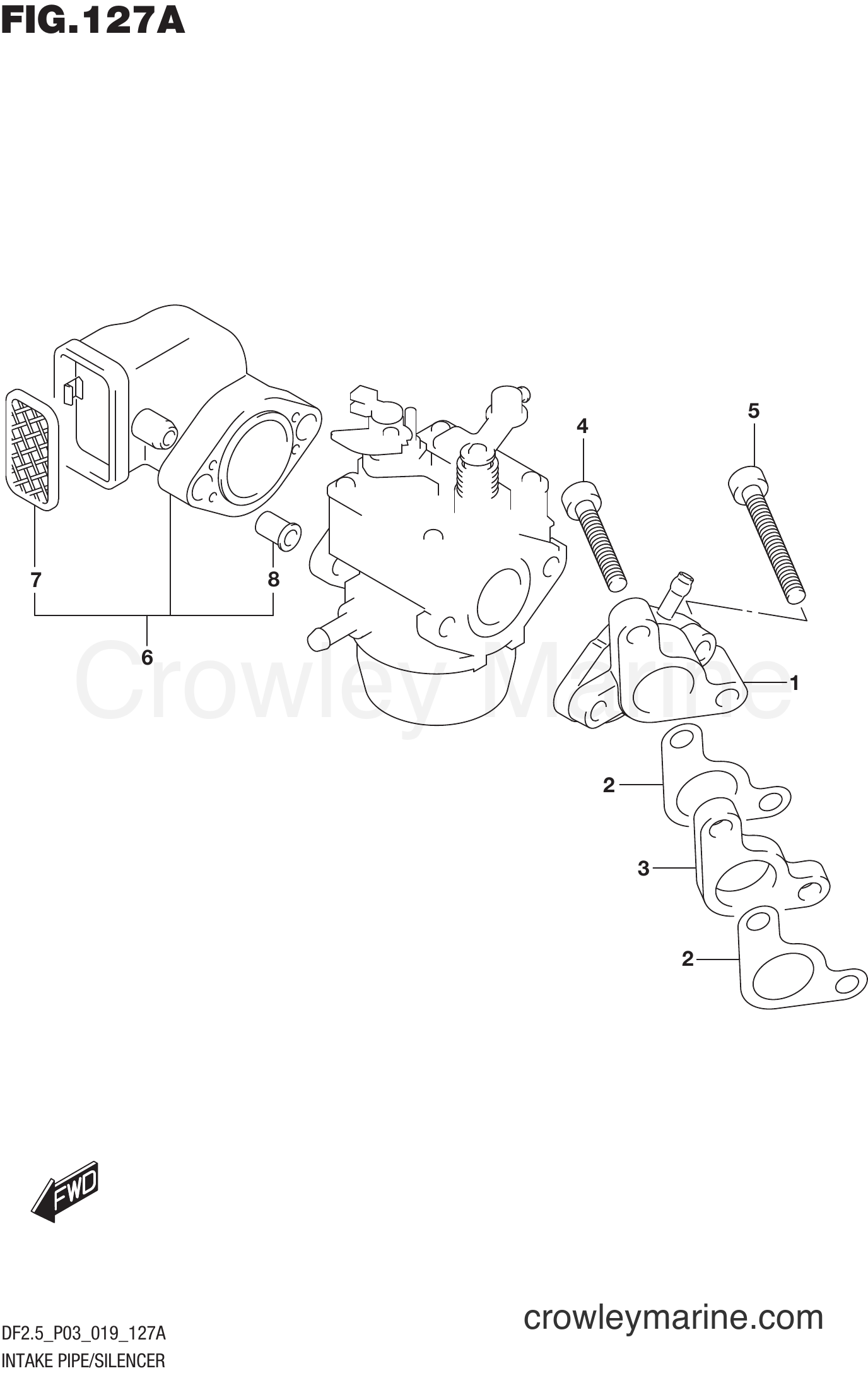 Suzuki Marine DF2.5 00252F-910001~ - INTAKE PIPE/SILENCER