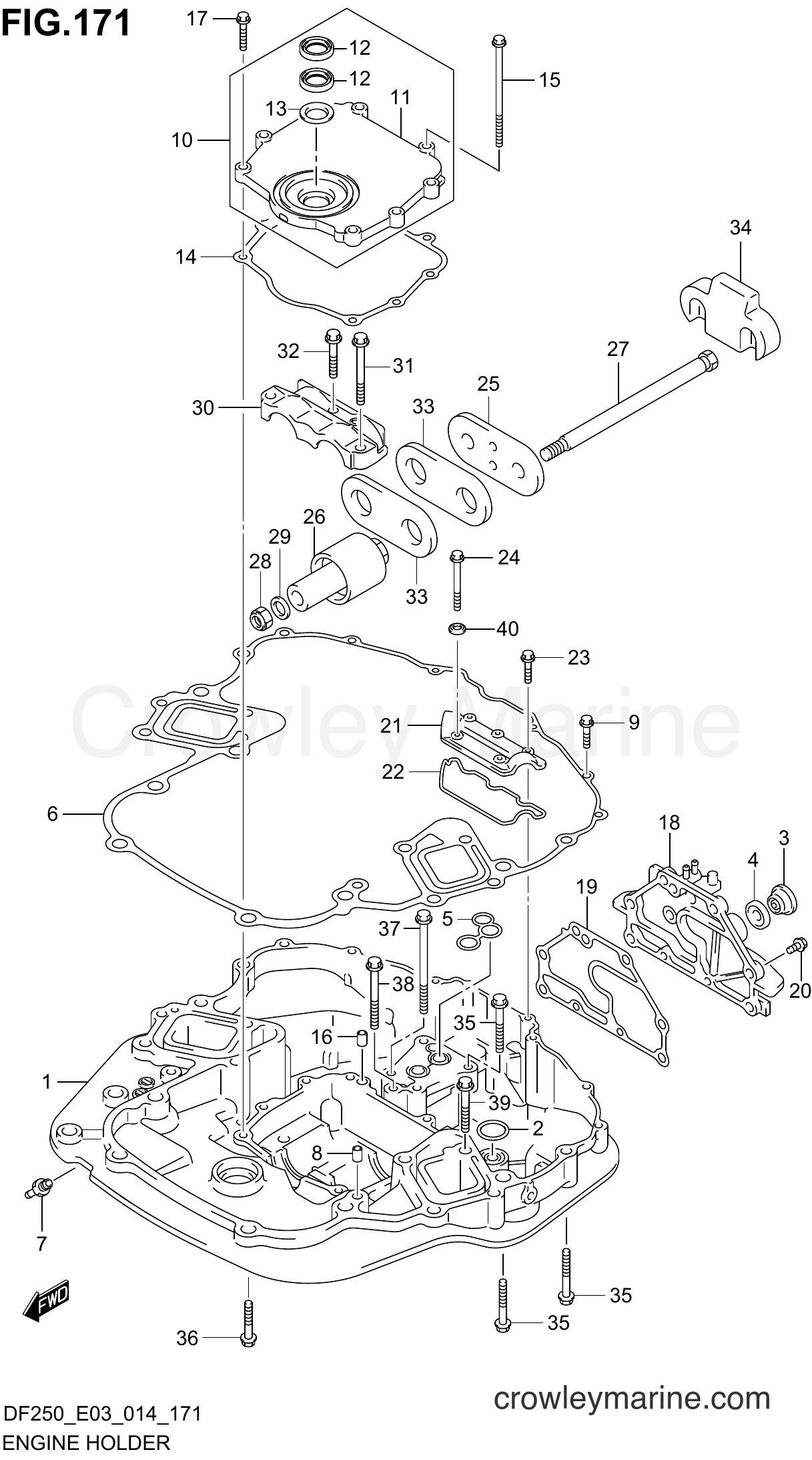Suzuki Marine DF250 410001~ - ENGINE HOLDER (DF250T E03)