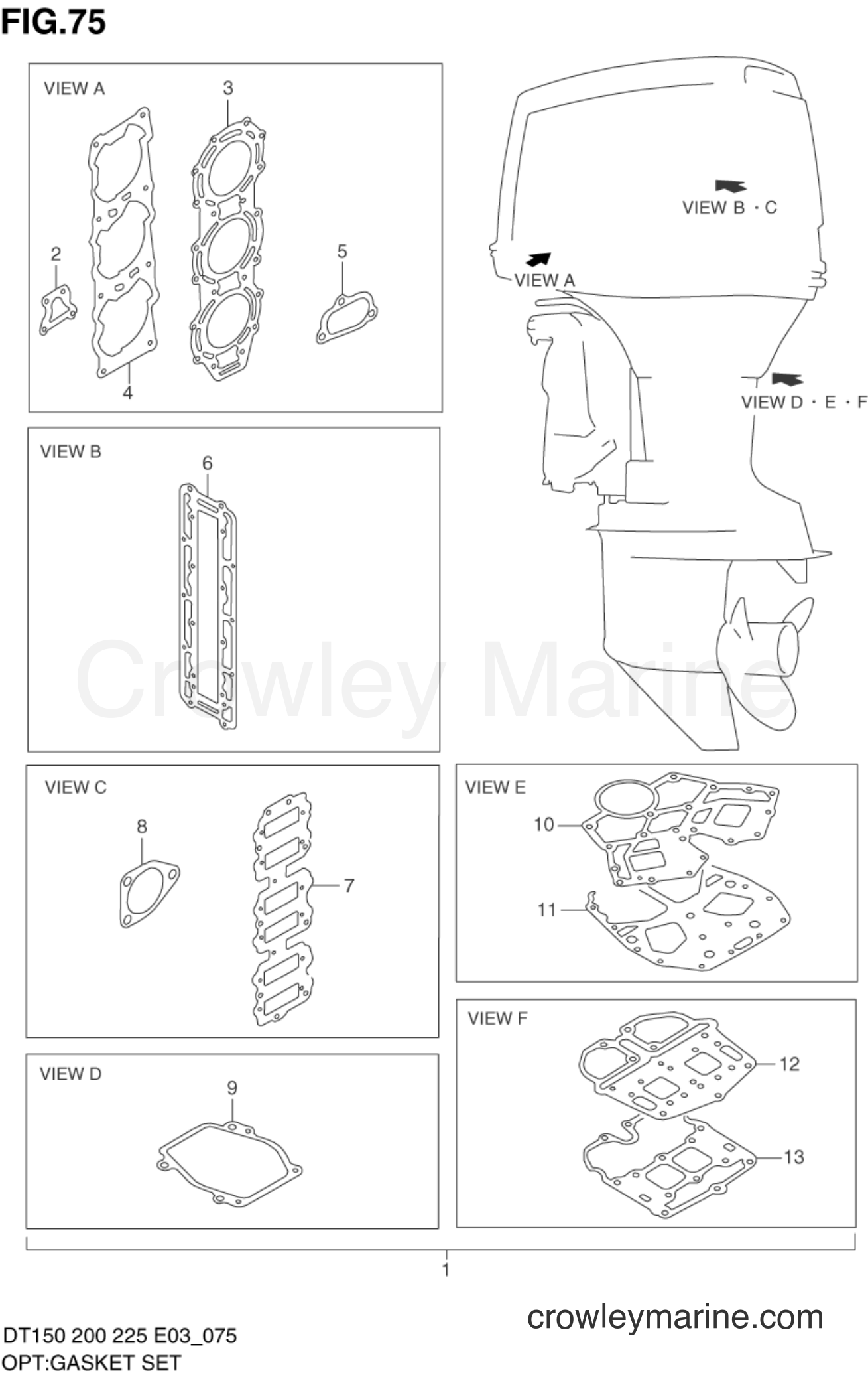 Suzuki Marine DT150 - OPTIONAL : GASKET SET (DT150,200)