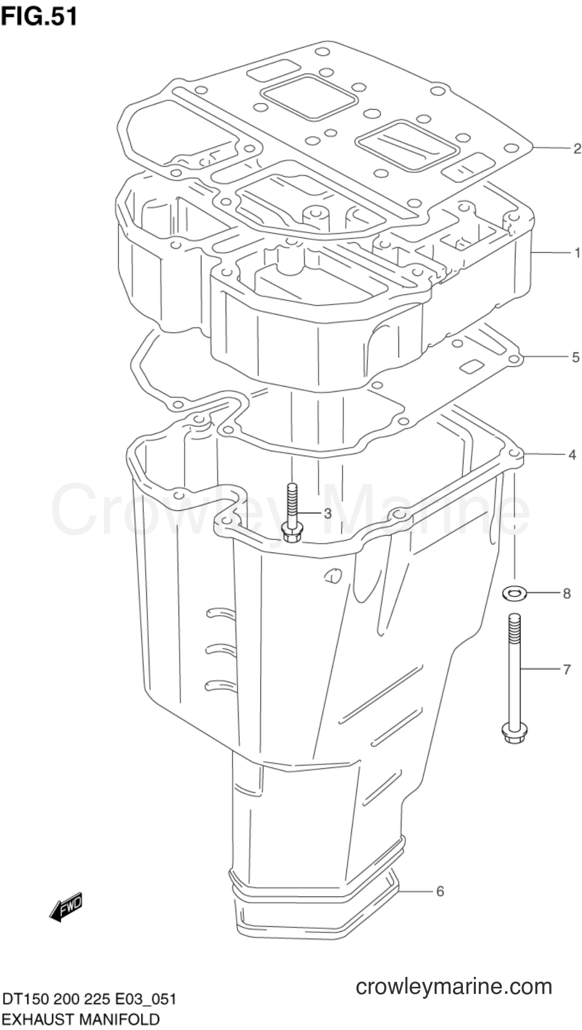 Suzuki Marine DT225 - EXHAUST MANIFOLD