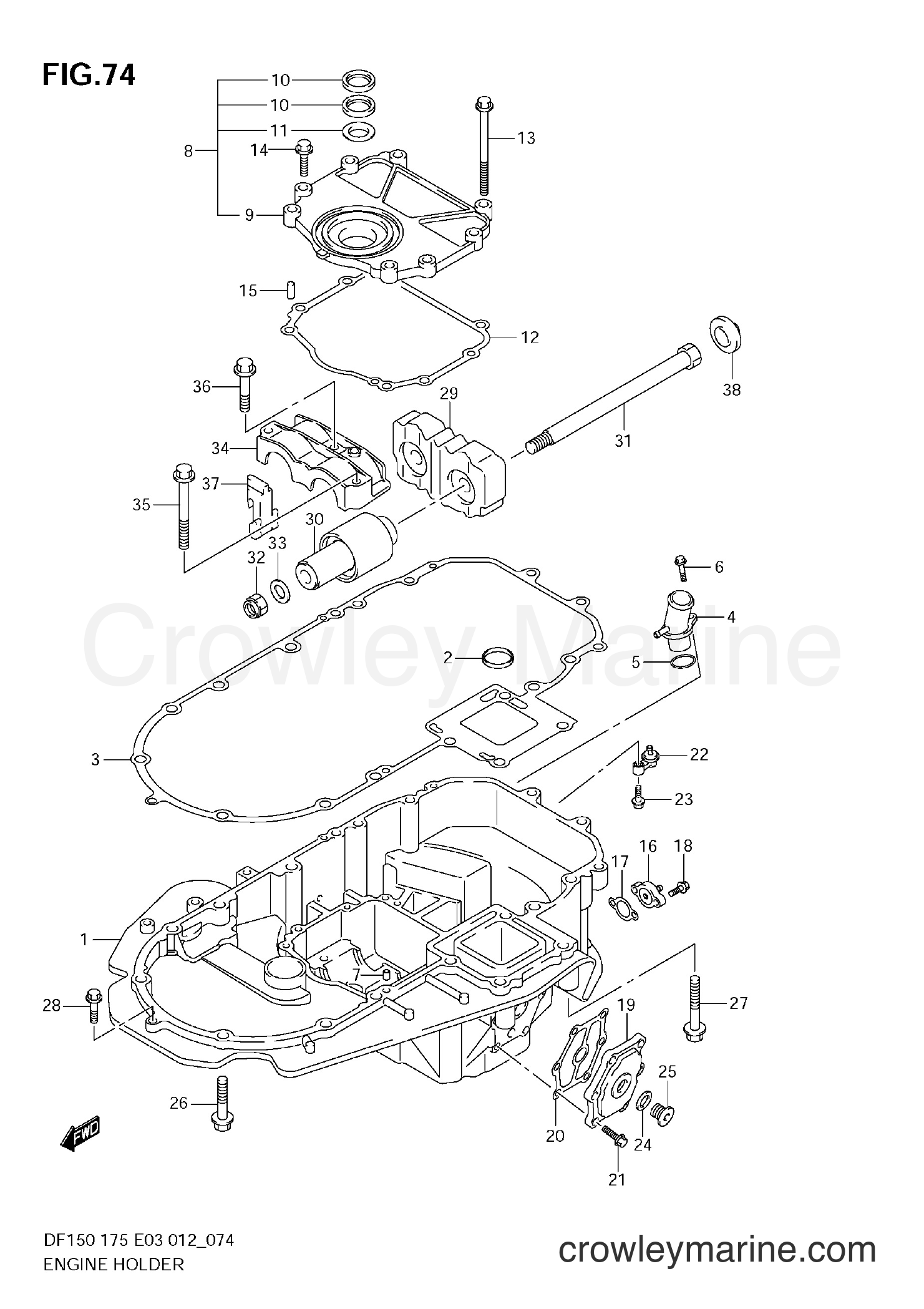Suzuki Marine DF150 17502F-210001~ - ENGINE HOLDER