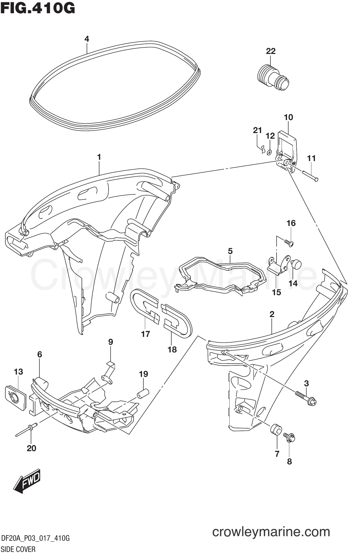 Suzuki Marine DF20A 710001~ - SIDE COVER (DF20A P03)