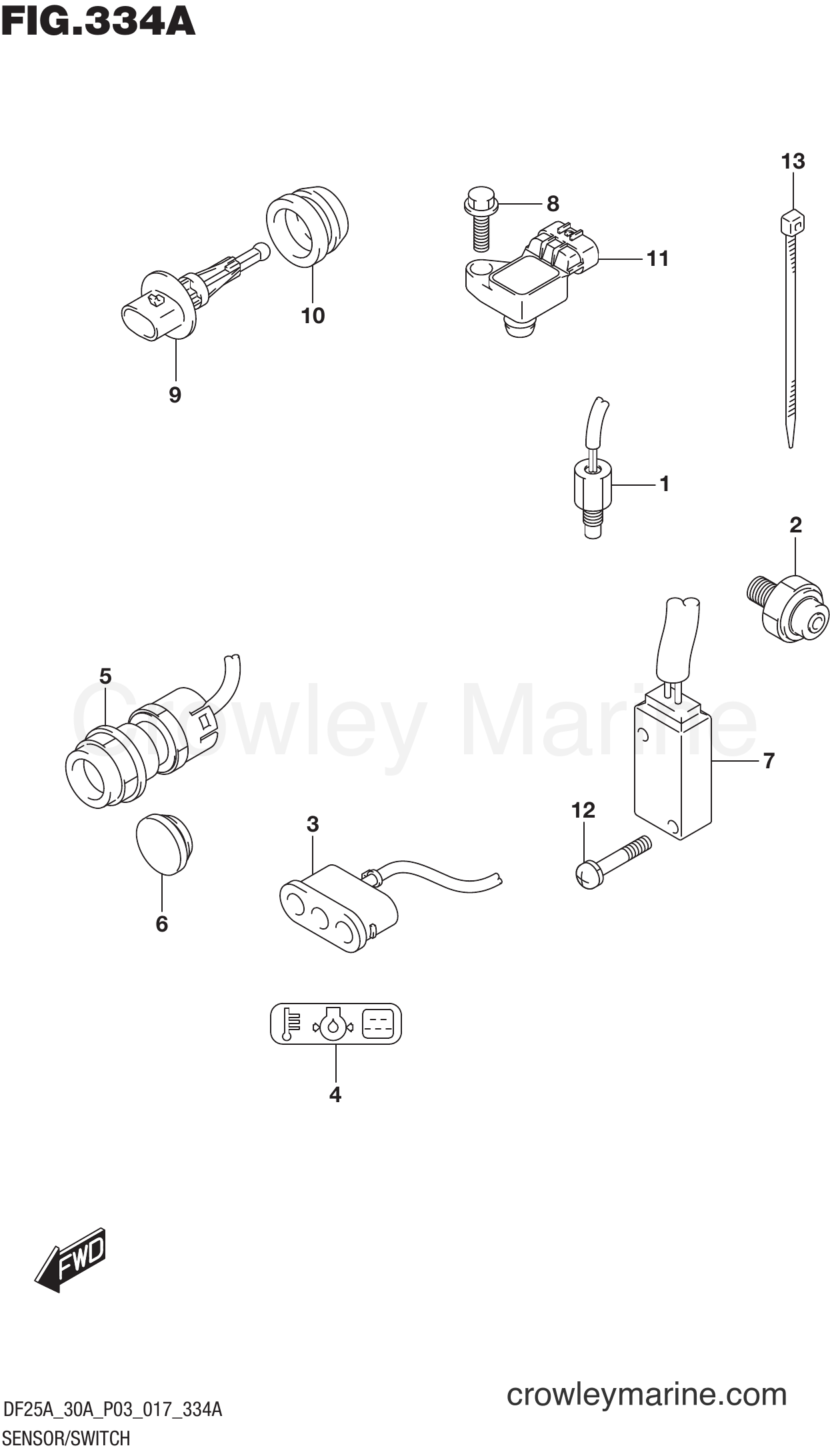 Suzuki Marine DF30A 710001~ - SENSOR/SWITCH (DF25A P03)