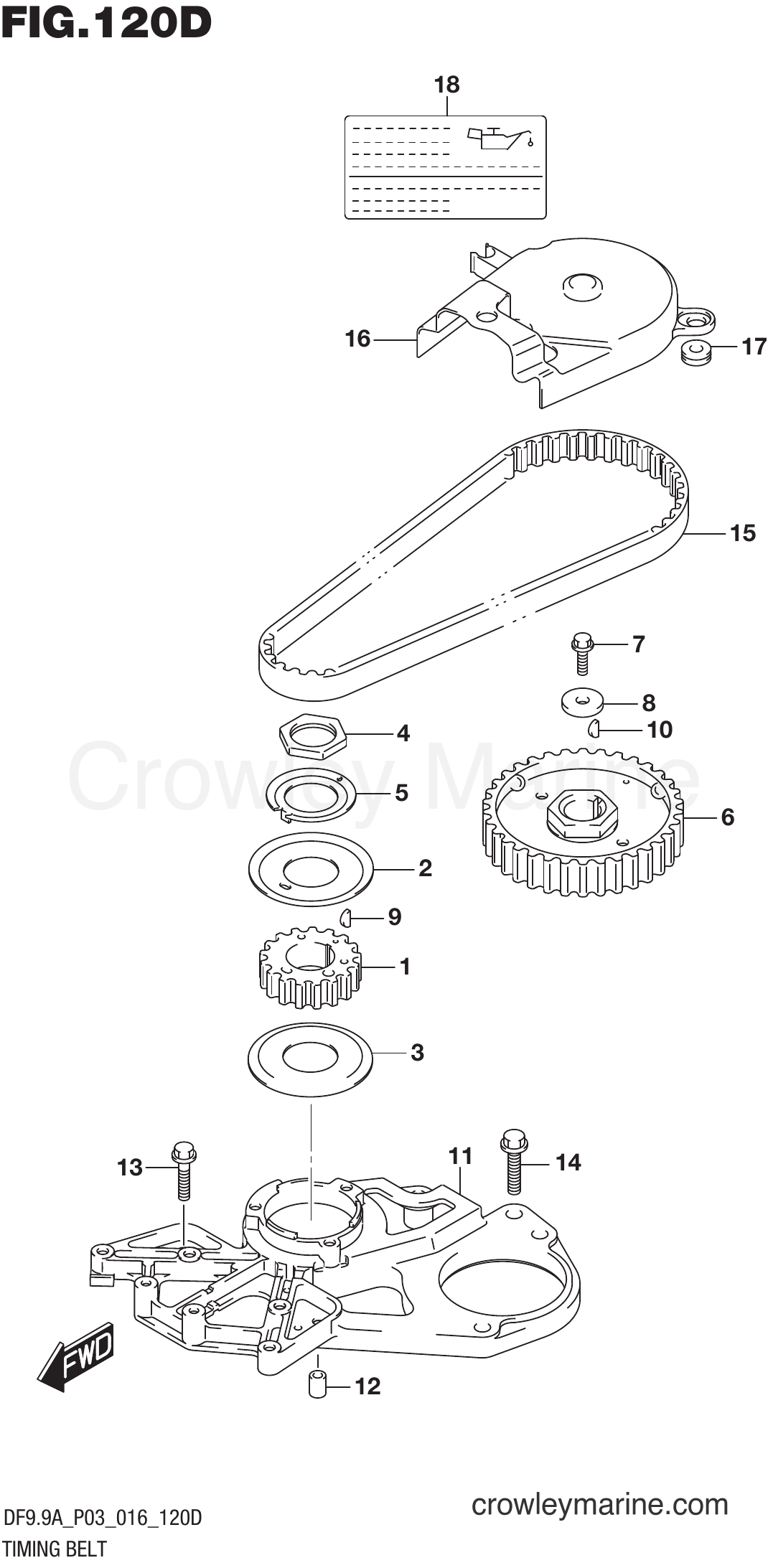 Suzuki Marine DF9.9AR 610001~ - TIMING BELT (DF9.9AR P03)
