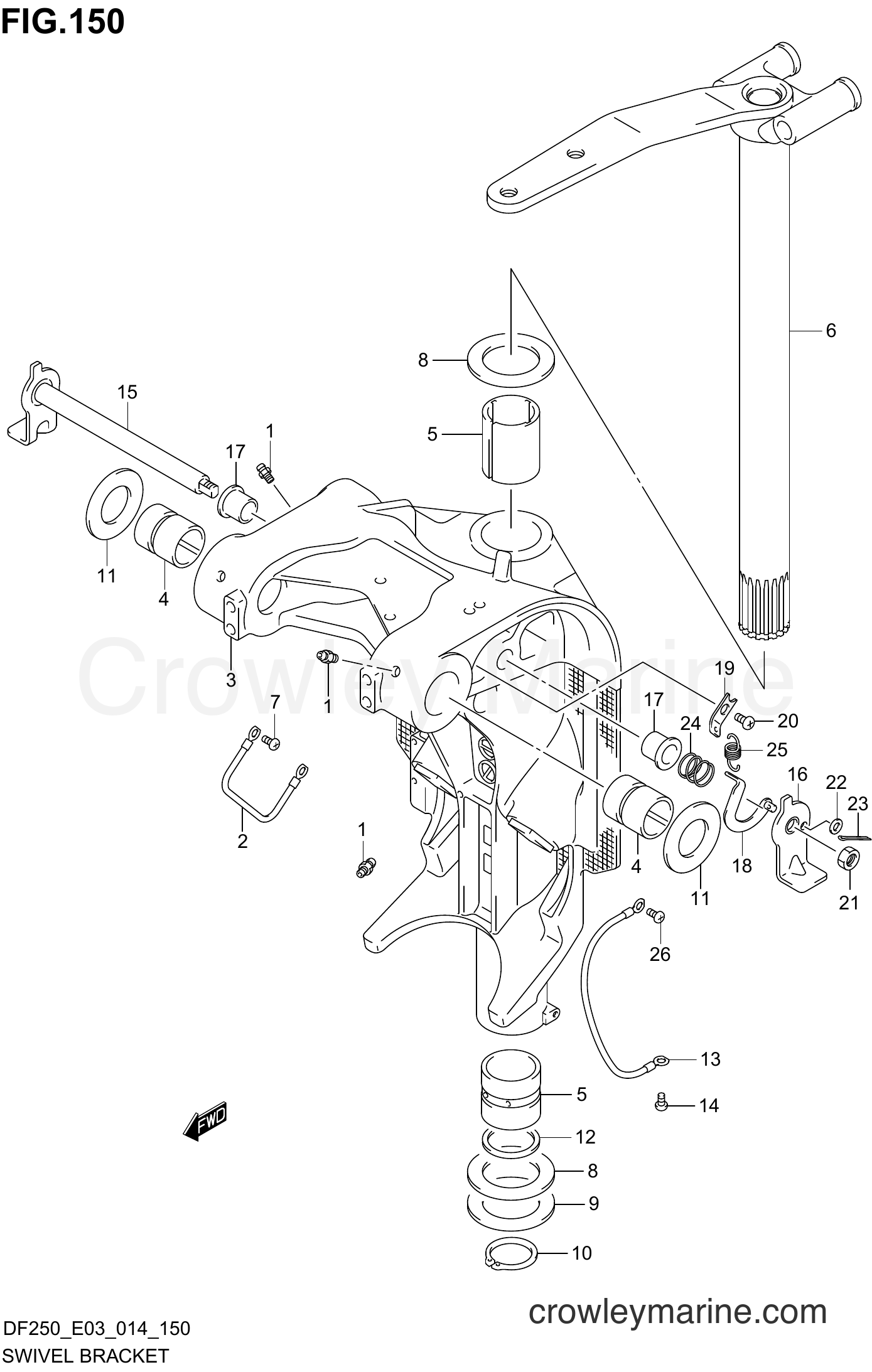 Suzuki Marine DF250 410001~ - SWIVEL BRACKET TRANSOM(L) (DF250ST E03)
