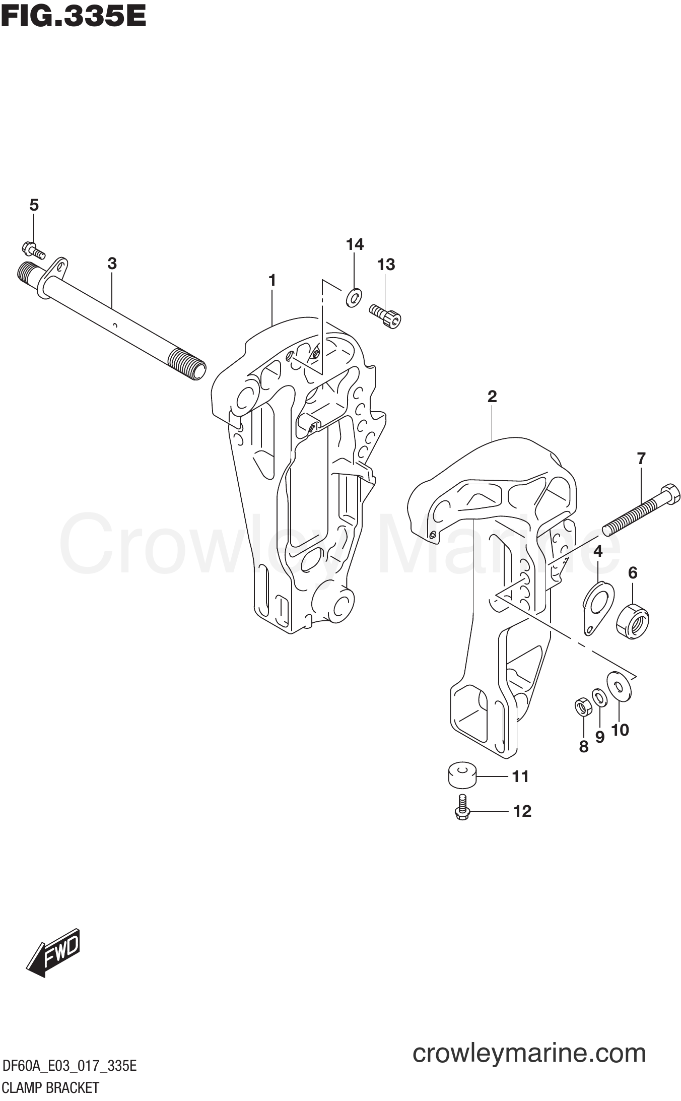 Suzuki Marine DF40A 710001~ - CLAMP BRACKET (DF60AVT E03)