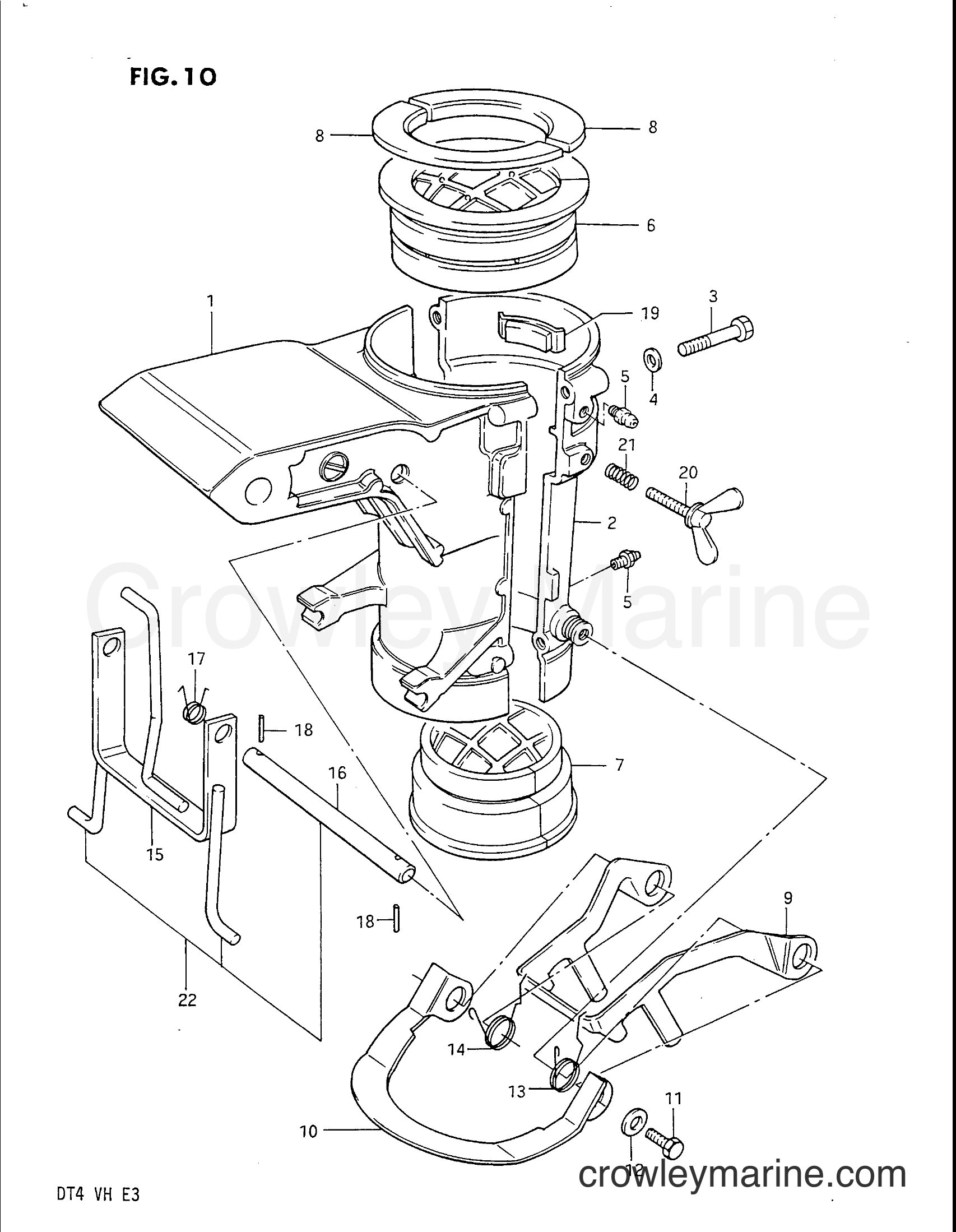 1986 Two-Stroke Outboard 4 - DT4V - SWIVEL BRACKET
