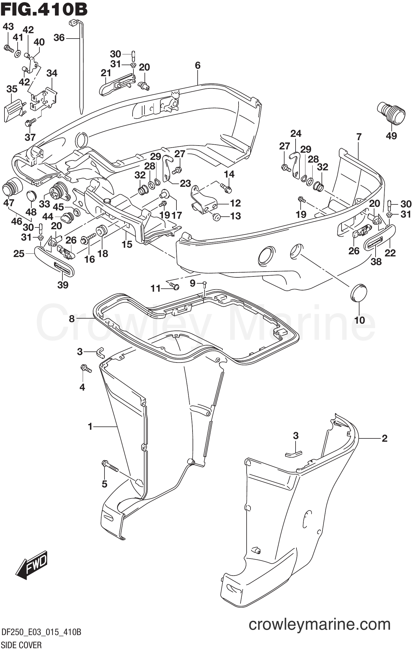 Suzuki Marine DF250Z 51001~ - SIDE COVER TRANSOM(X) (DF200Z E03)
