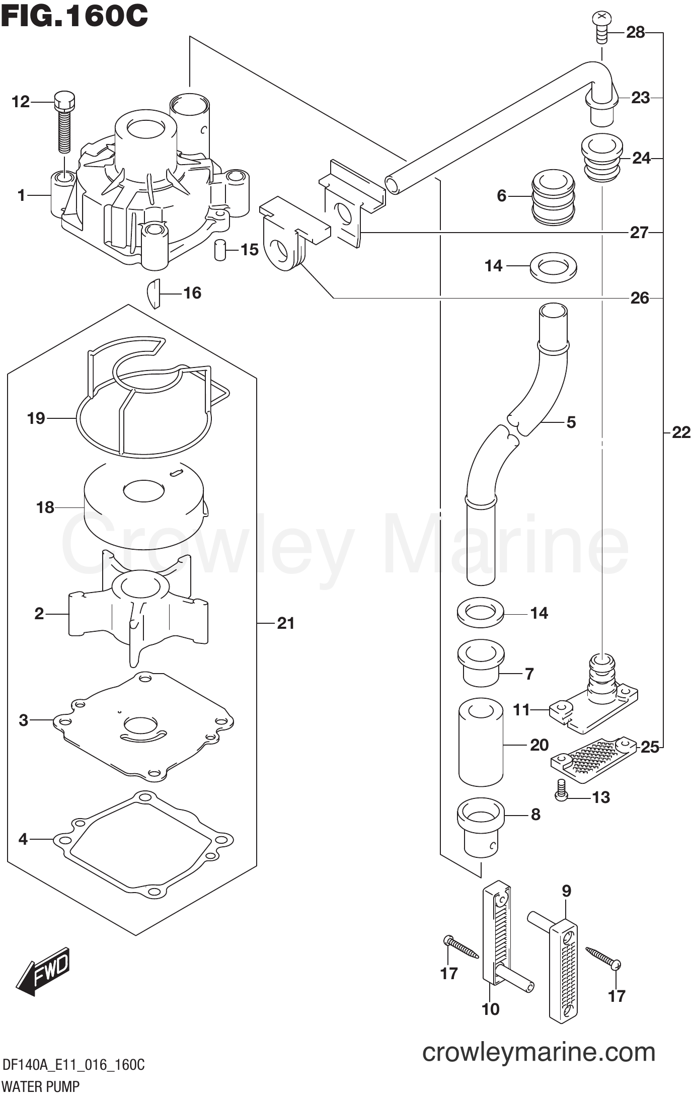 Suzuki Marine DF100AT 610001~ - WATER PUMP (DF115AT E40)