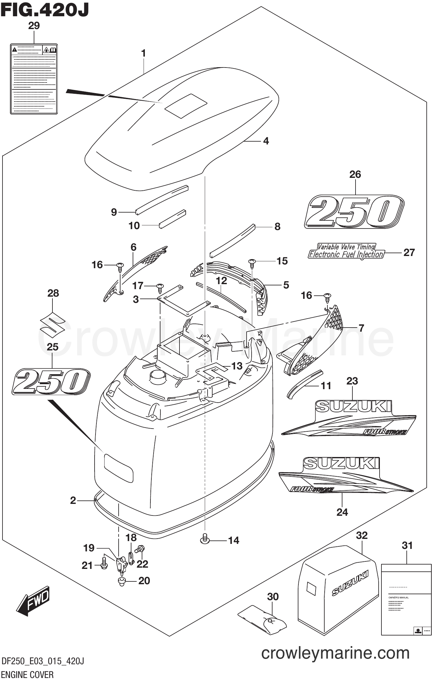 Suzuki Marine DF250 51001~ - ENGINE COVER (FOR 0EP) (DF250T E03)