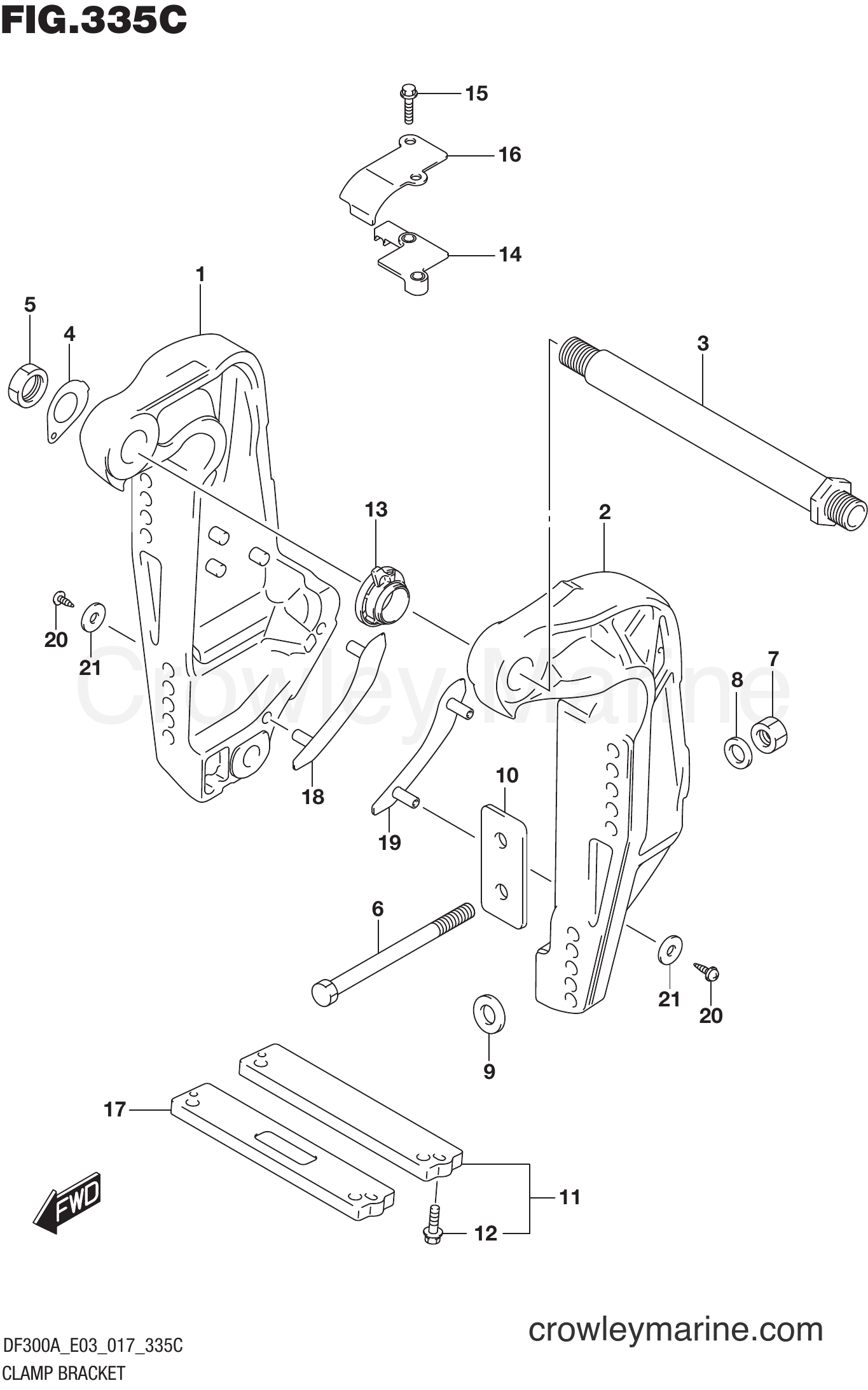 Suzuki Marine DF300AP 710001~ - CLAMP BRACKET (L) (DF300A E03)