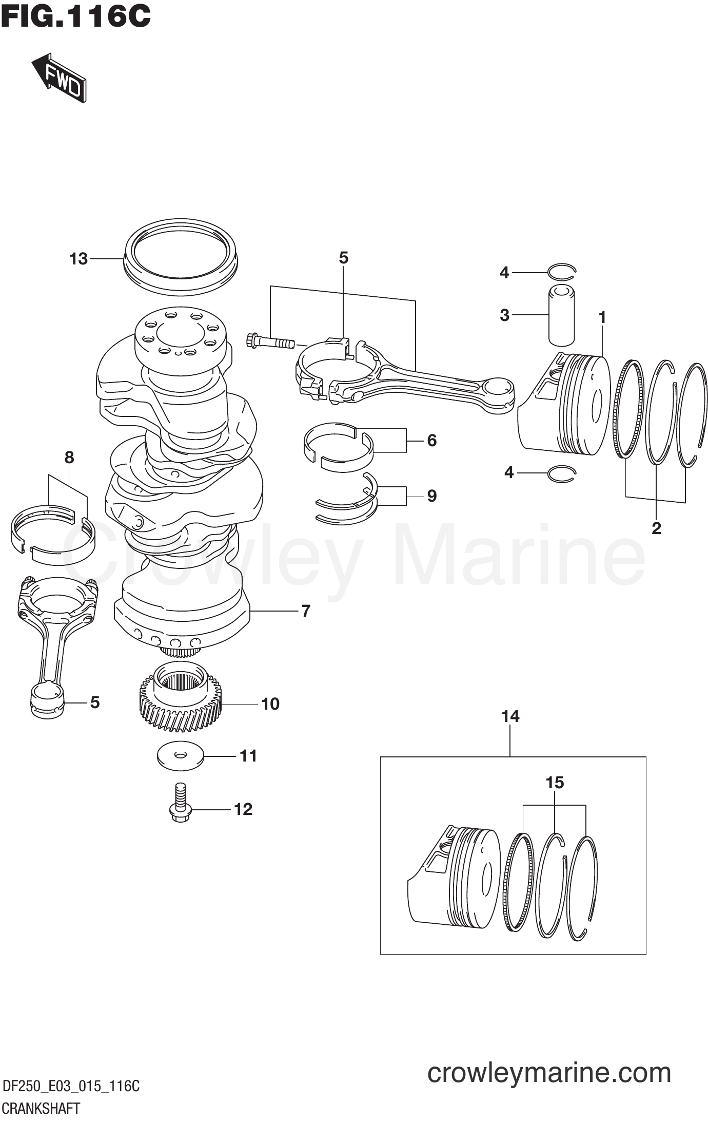 Suzuki Marine DF250 51001~ - CRANKSHAFT (DF225T E03)