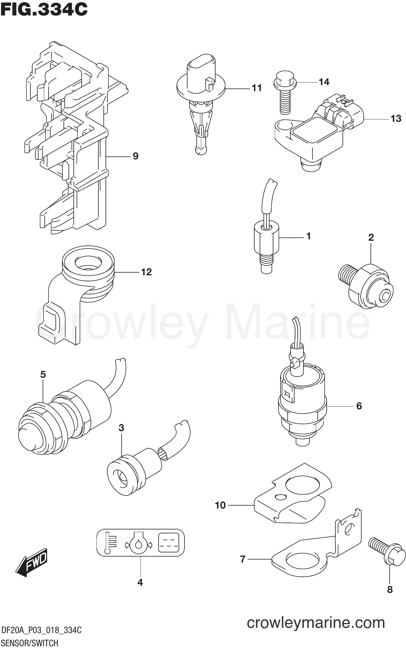Suzuki Marine DF9.9B 810001~ - SENSOR/SWITCH (DF9.9BTH)(DF15ATH)(DF20ATH)