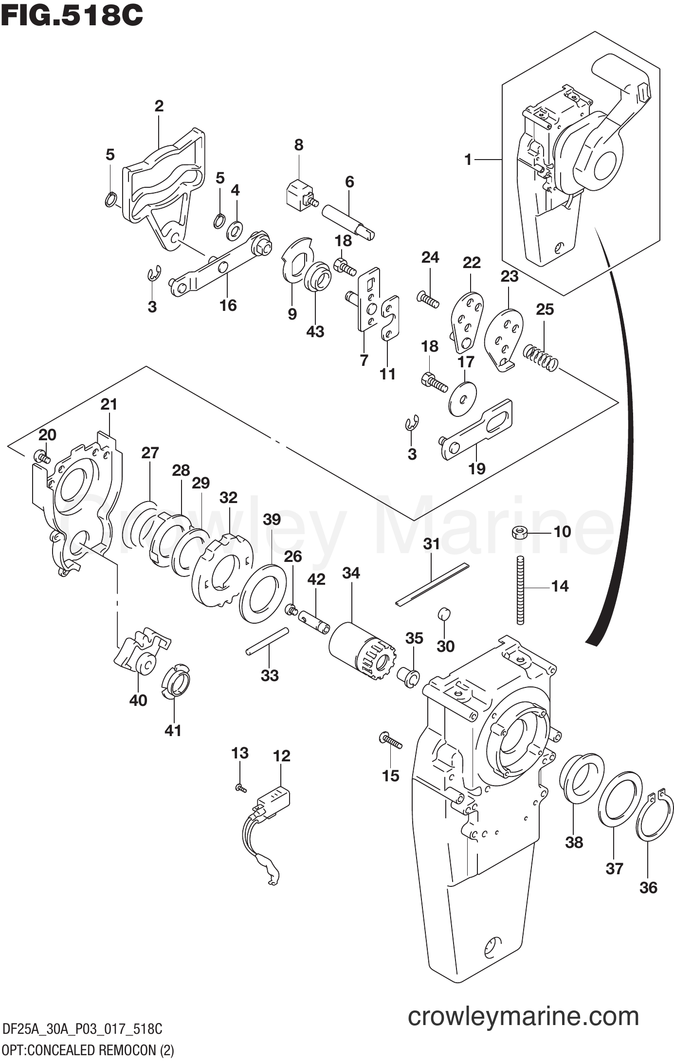 Suzuki Marine DF25A 710001~ - OPT:CONCEALED REMOCON (2) (DF30AT P03)