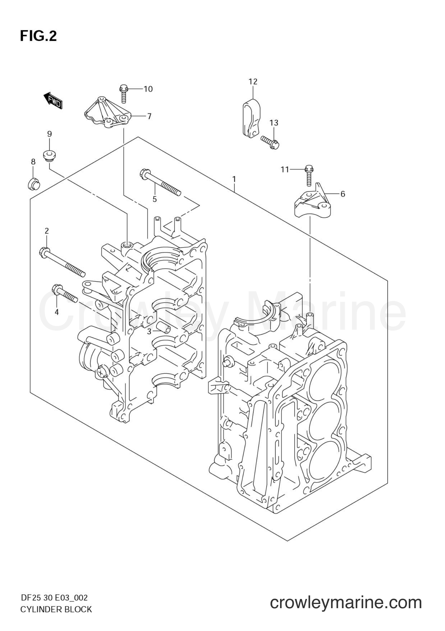 Suzuki Marine DF25 - CYLINDER BLOCK