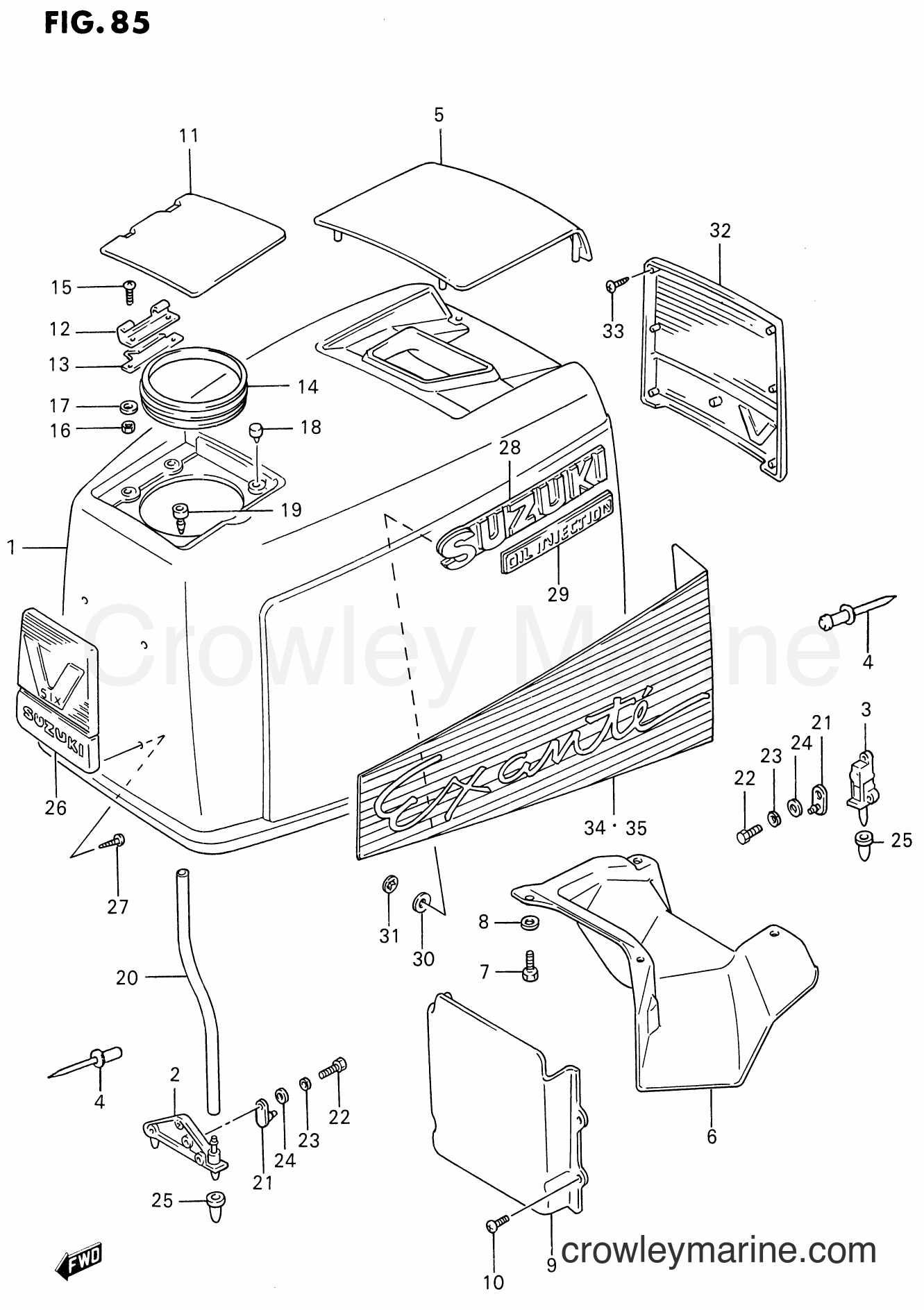 Suzuki Marine DT225 - ENGINE COVER (DT200S) (MODEL:88~92)