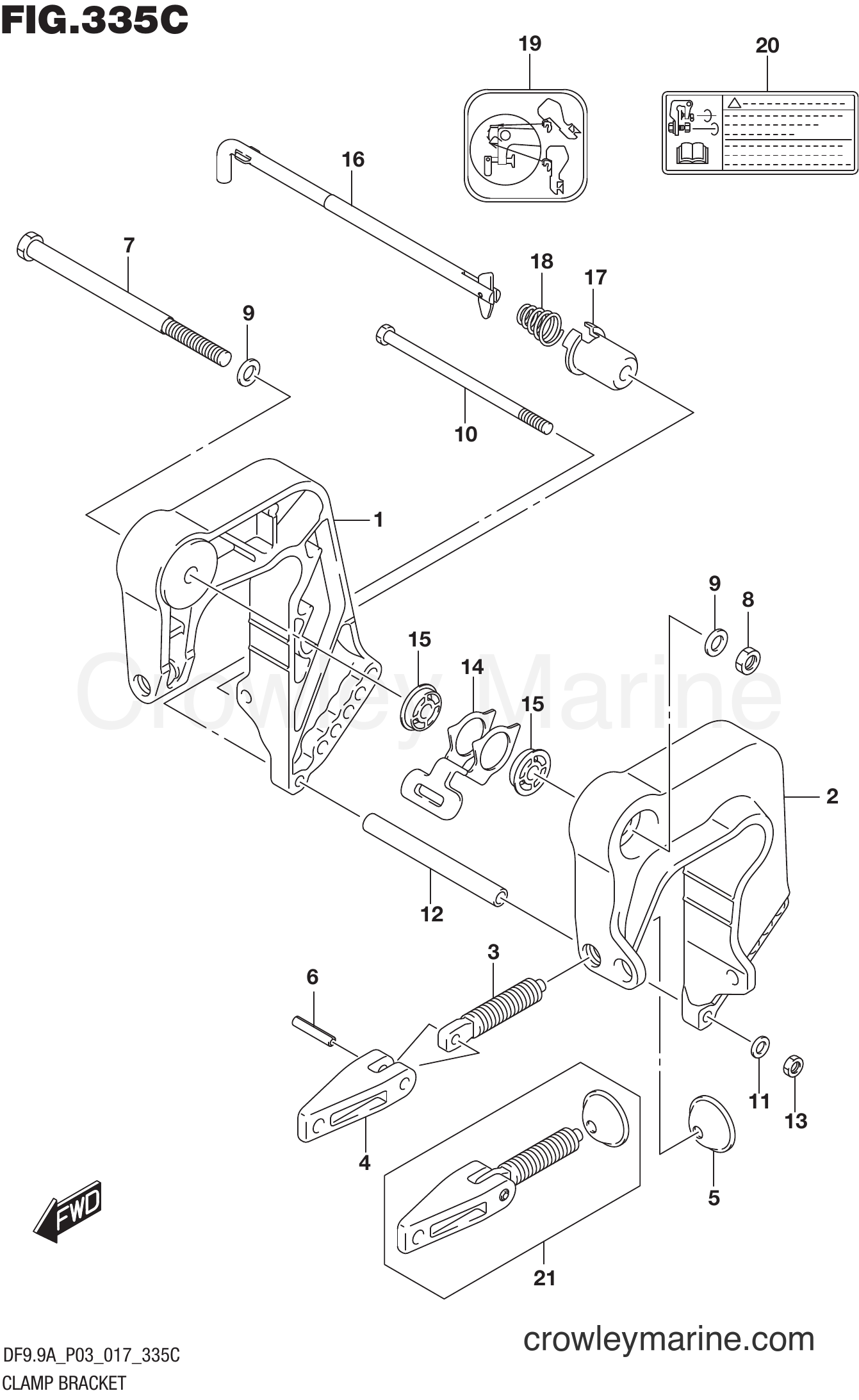 Suzuki Marine DF8A 710001~ - CLAMP BRACKET (DF9.9A P03)