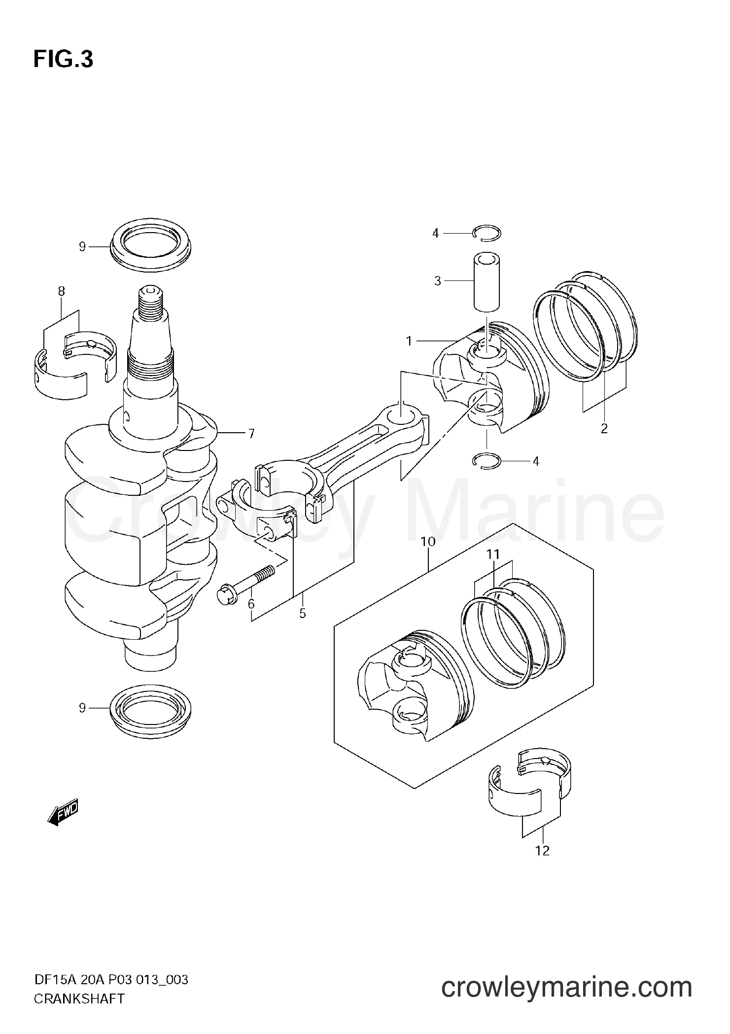Suzuki Marine DF15A 01504F-310001~ - CRANKSHAFT