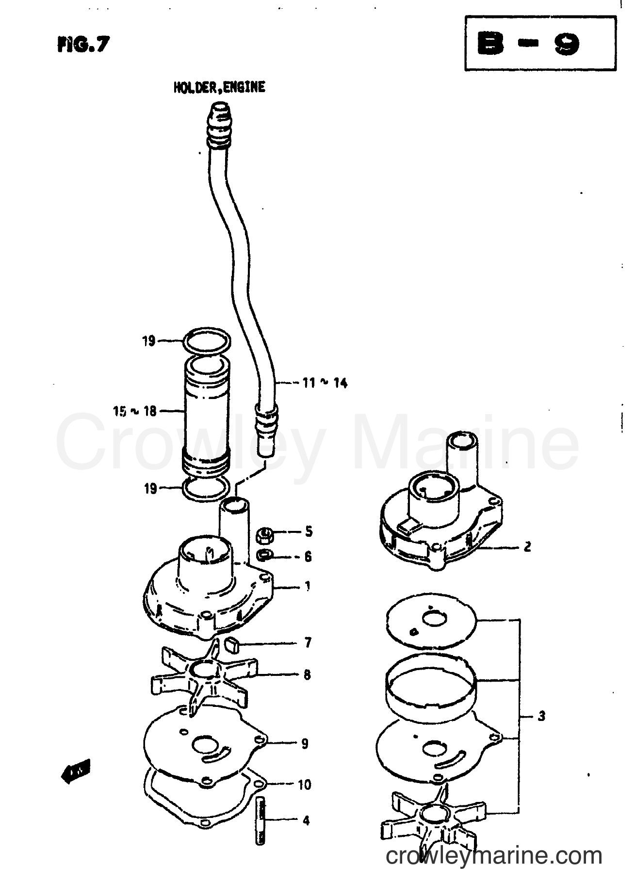 WATER PUMP 1980 TwoStroke Outboard 25 DT25 Crowley Marine