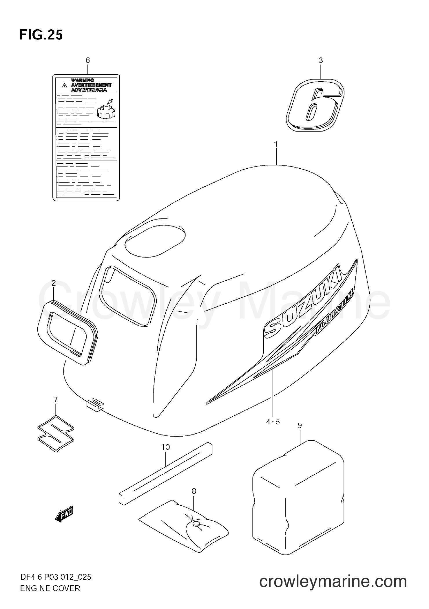 Suzuki Marine DF6 00602F-210001~ - ENGINE COVER (DF6)