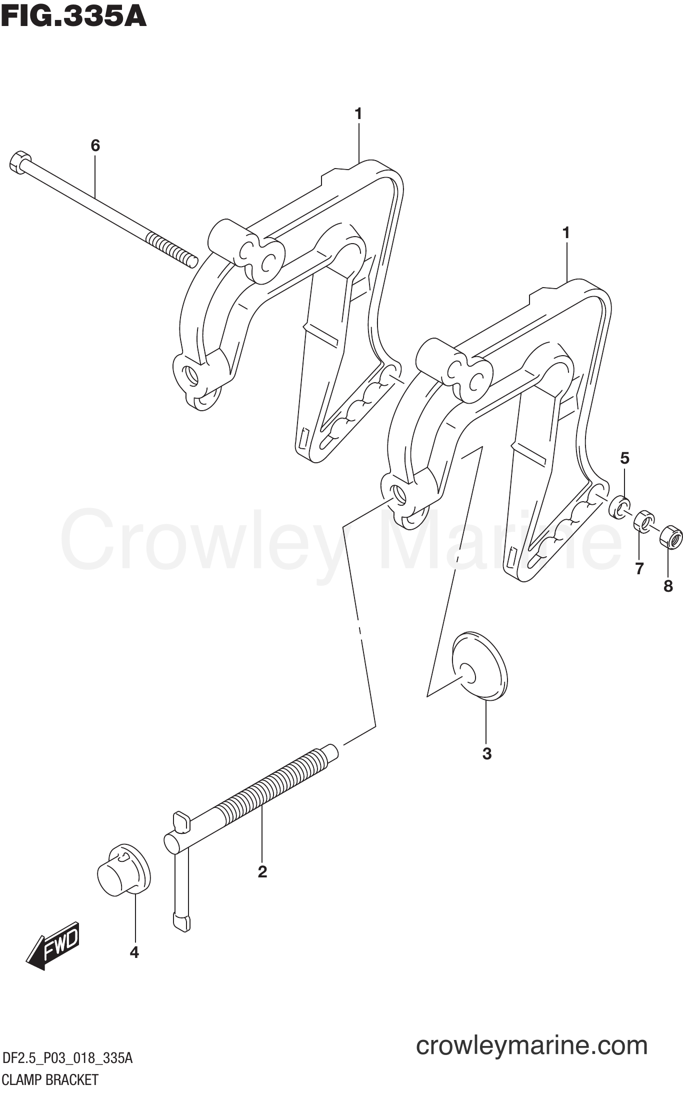 Suzuki Marine DF2.5 00252F-810001~ - CLAMP BRACKET