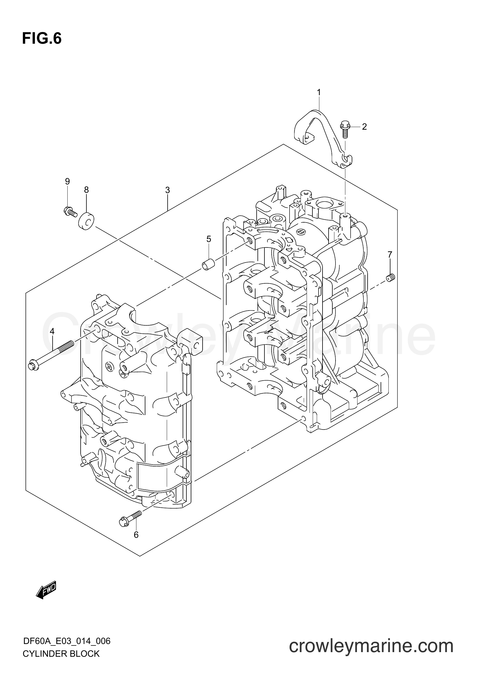 Suzuki Marine DF50A 410001~ - CYLINDER BLOCK