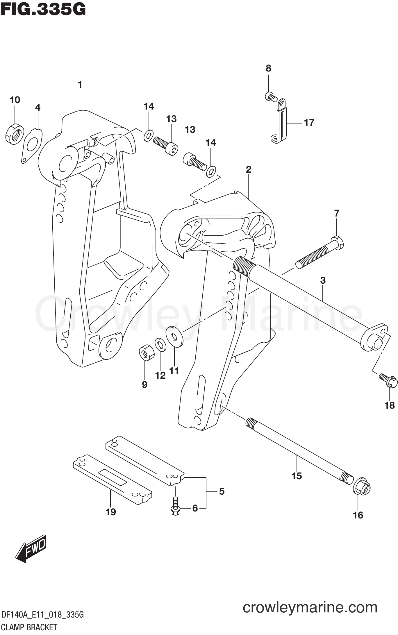 Suzuki Marine DF115AT 810001~ - CLAMP BRACKET (DF115AST E03)