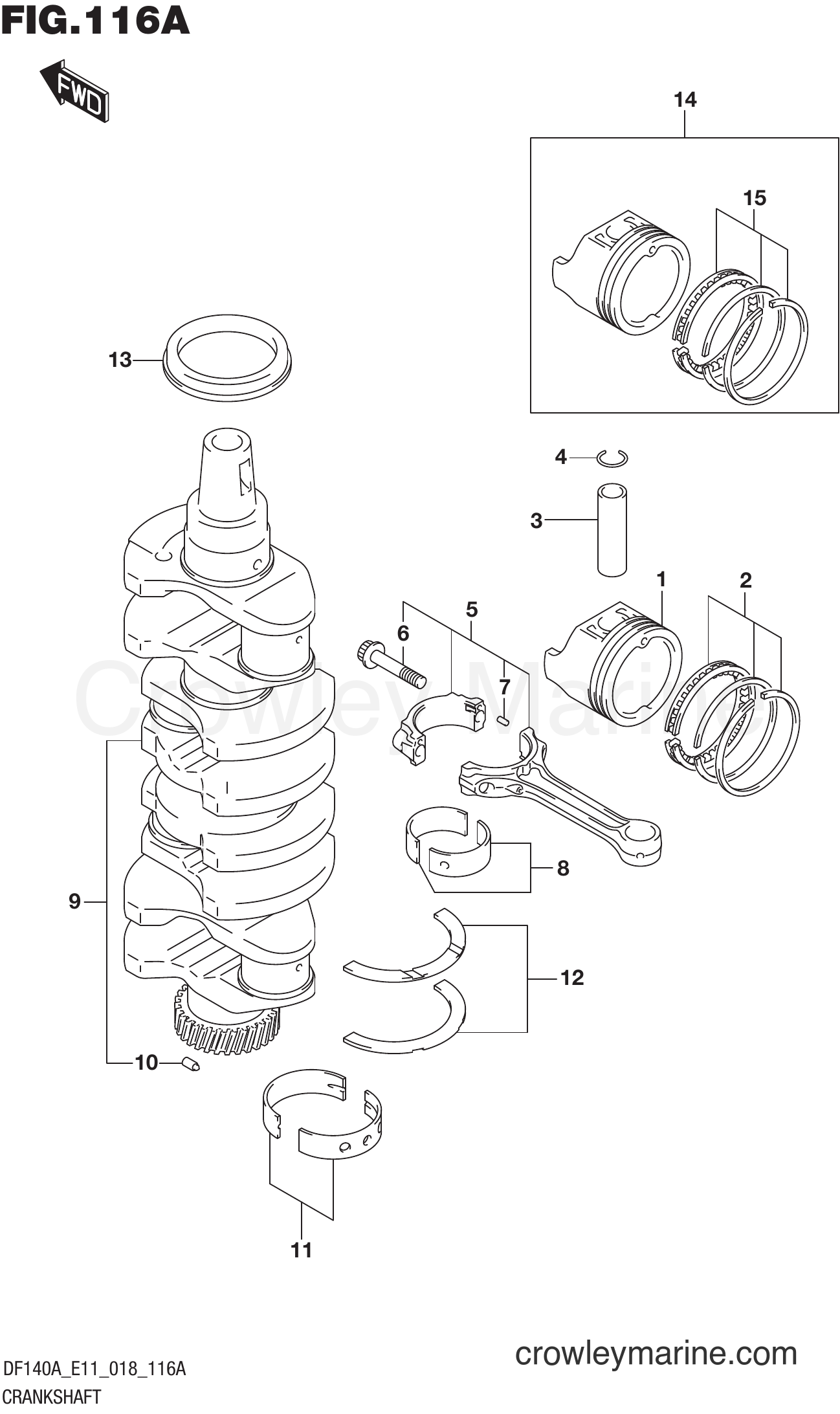 Suzuki Marine DF140AZ 810001~ - CRANKSHAFT