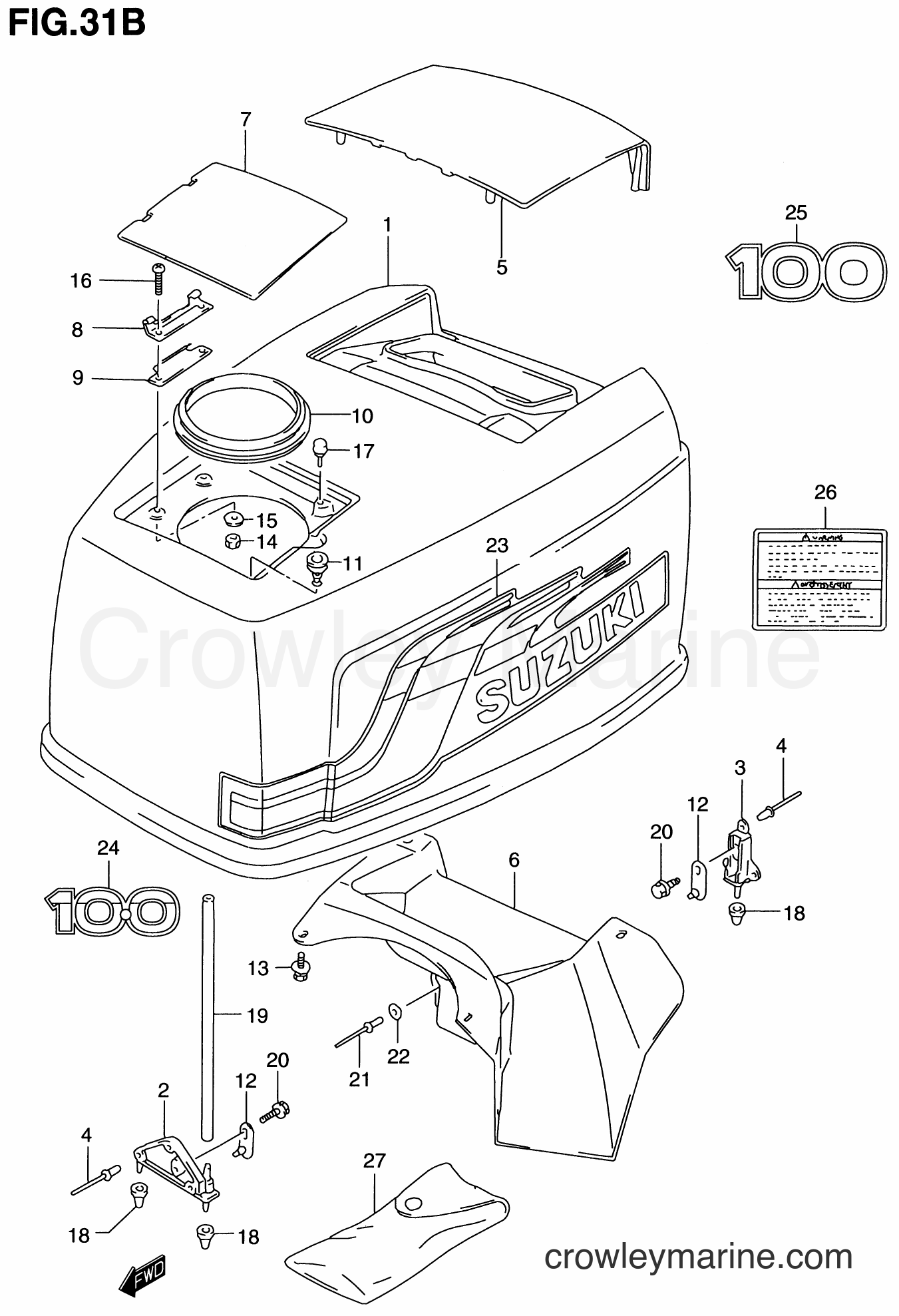 Suzuki Marine DT100 - ENGINE COVER (DT100 MODEL:98~00)