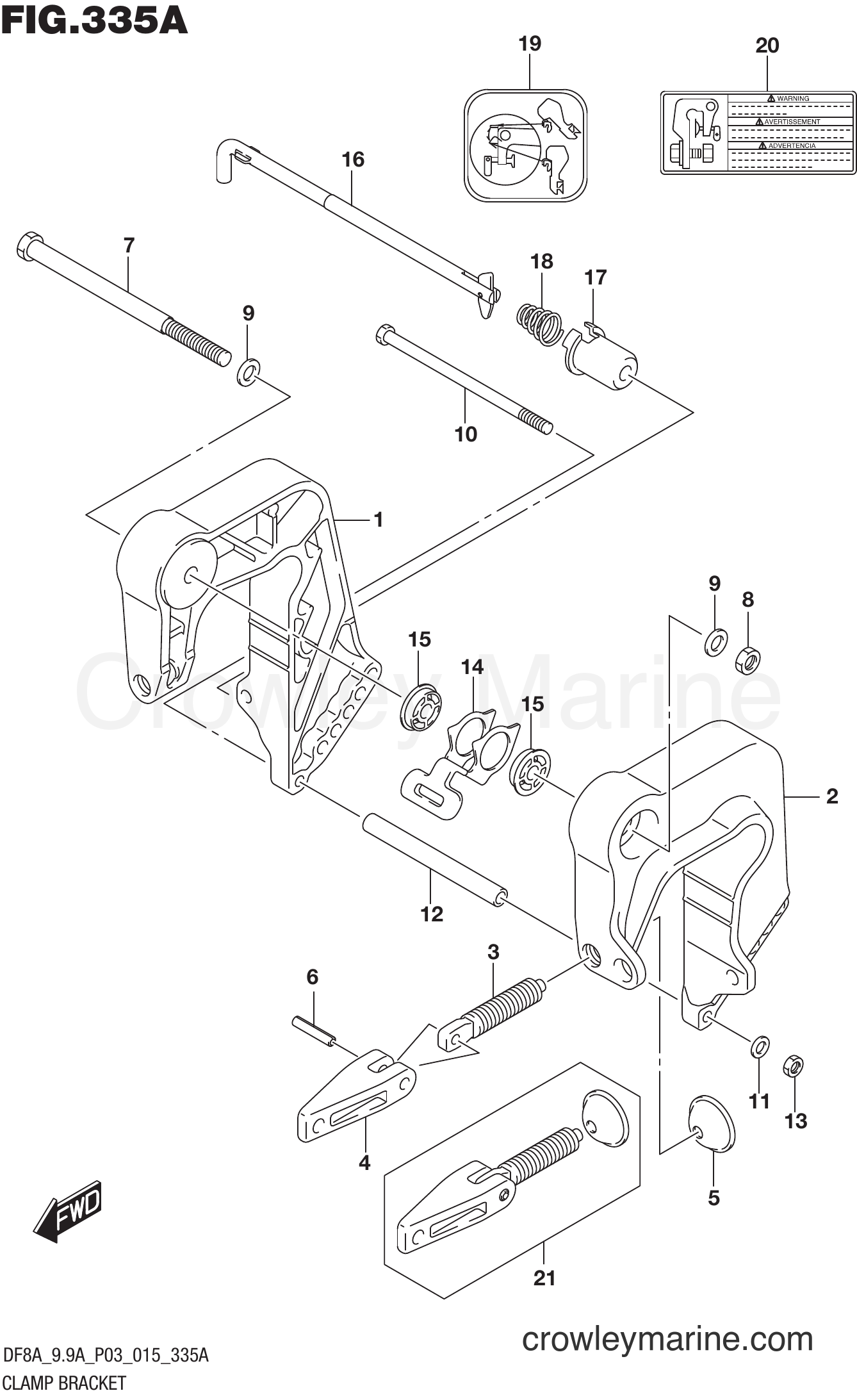 Suzuki Marine DF8A 510001~ - CLAMP BRACKET (DF8A P03)