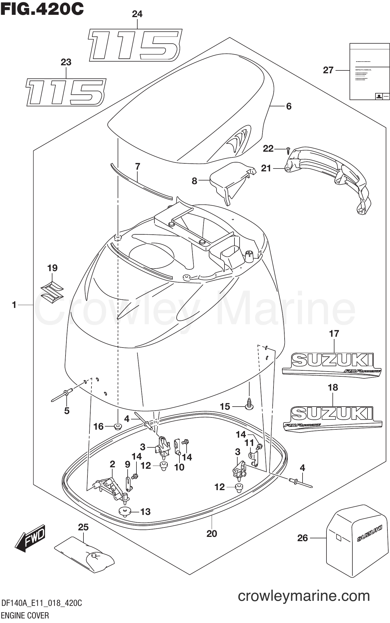 Suzuki Marine DF100AT 810001~ - ENGINE COVER (DF115AT E40)(DF115AZ E40)