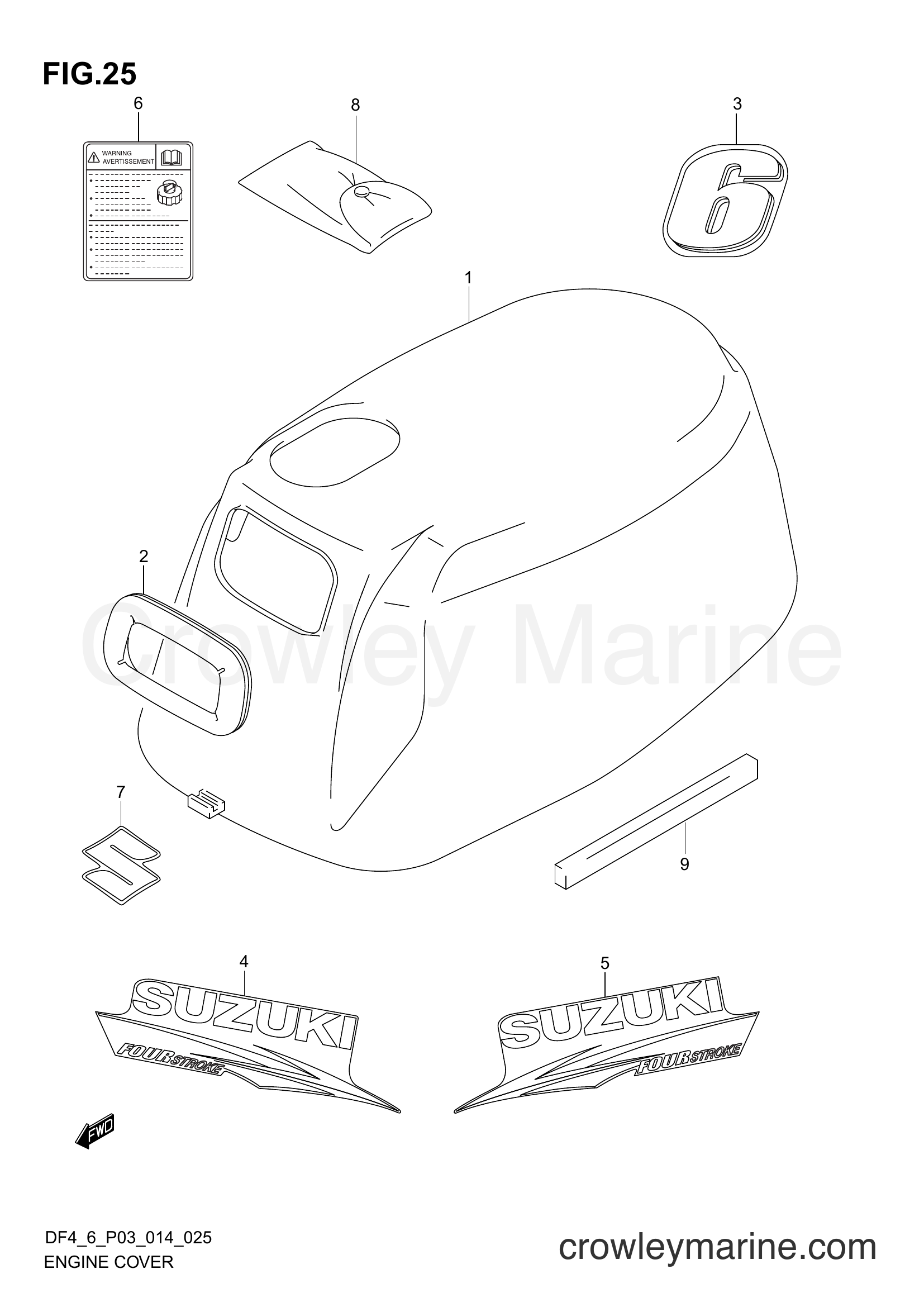 Suzuki Marine DF4 00402F-410001~ - ENGINE COVER (DF6 P03)
