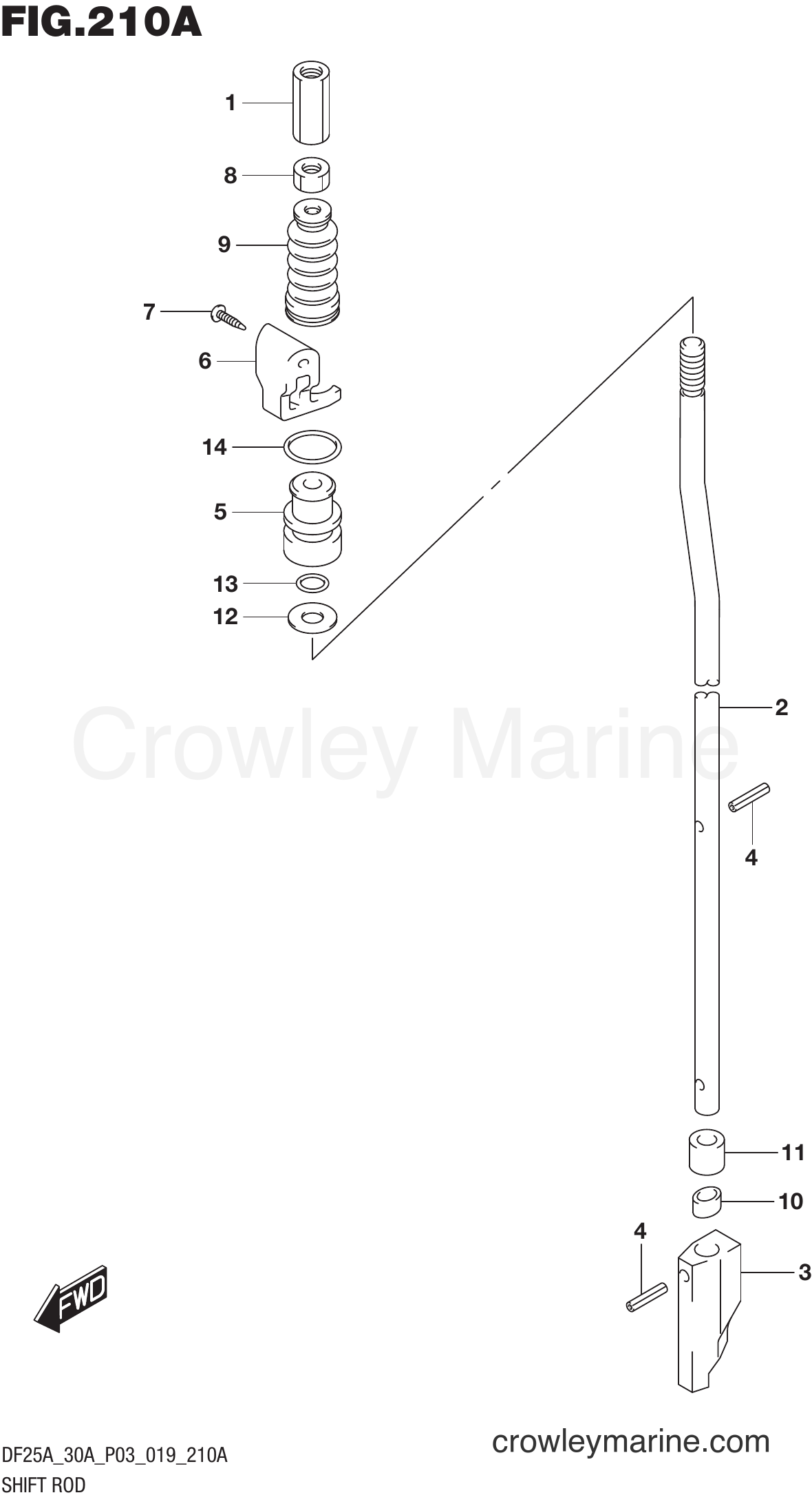 Suzuki Marine DF30AT 910001~ - SHIFT ROD
