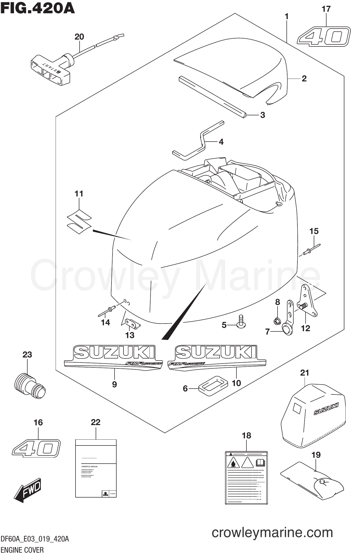 Suzuki Marine DF50AVT 910001~ - ENGINE COVER (DF40A)