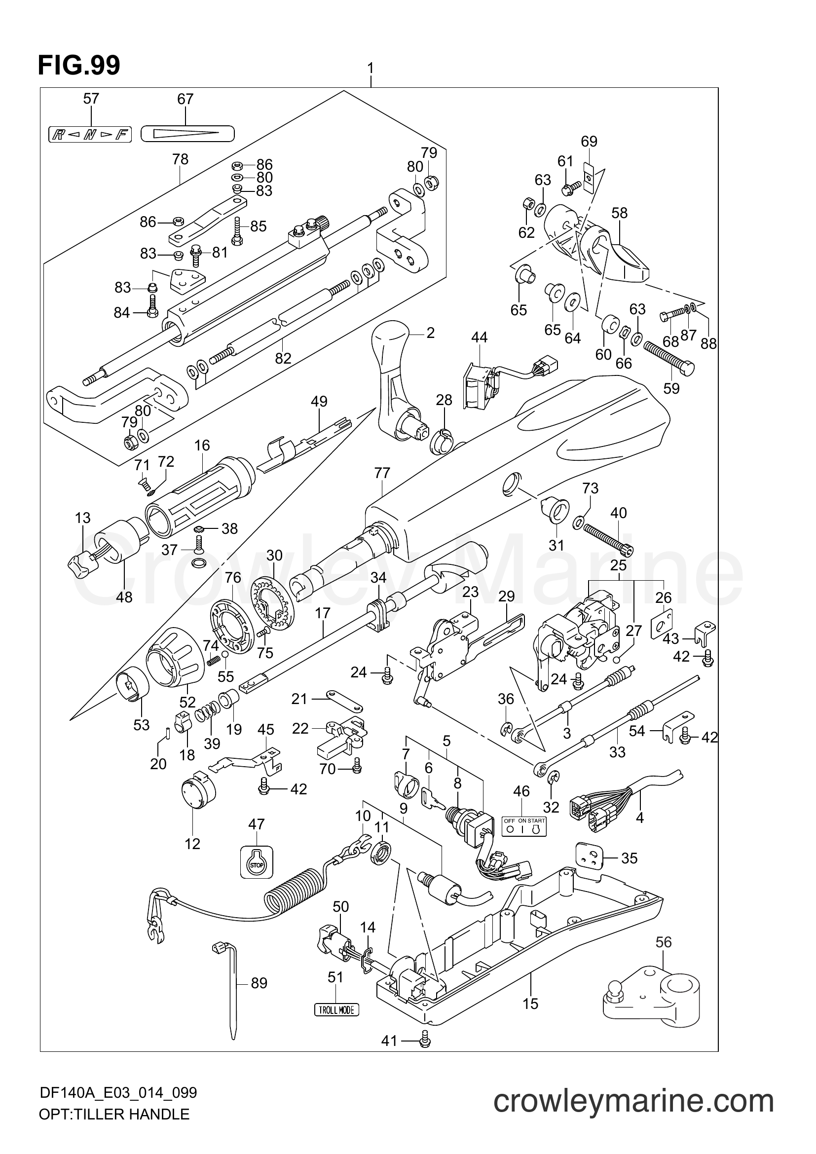 OPTTILLER HANDLE Serial Range FourStroke Outboard 100 DF100 410001