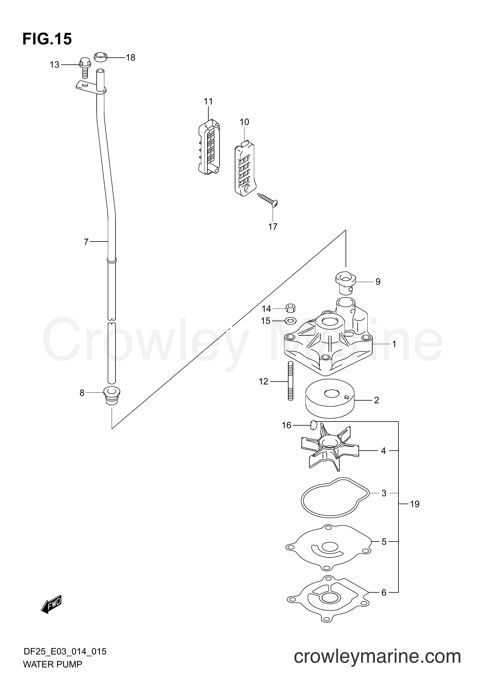 Suzuki Marine DF25 02503F-410001~ - WATER PUMP (DF25 E03)