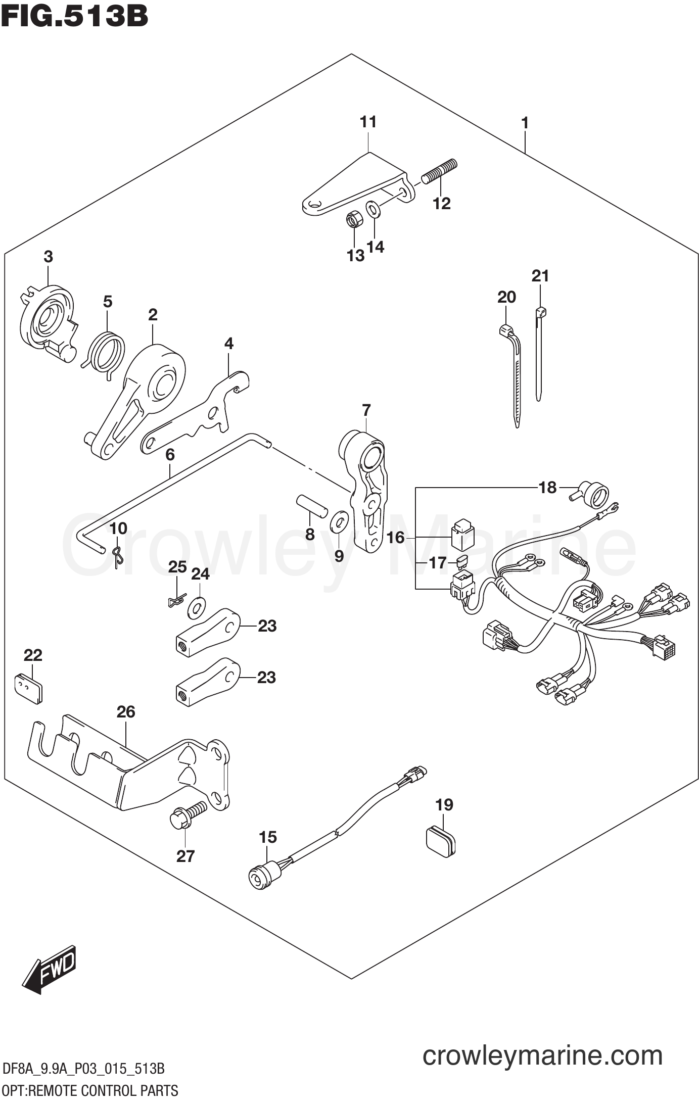 Suzuki Marine DF8A 510001~ - OPT:REMOTE CONTROL PARTS (DF9.9A P03)