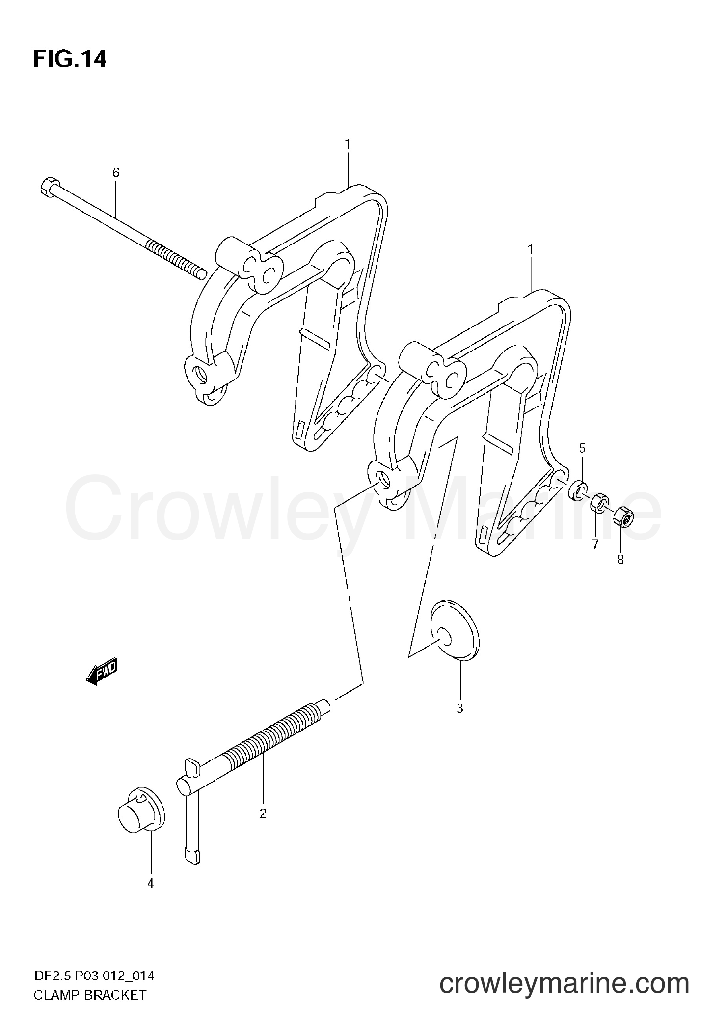 Suzuki Marine DF2.5 00252F-210001~ - CLAMP BRACKET