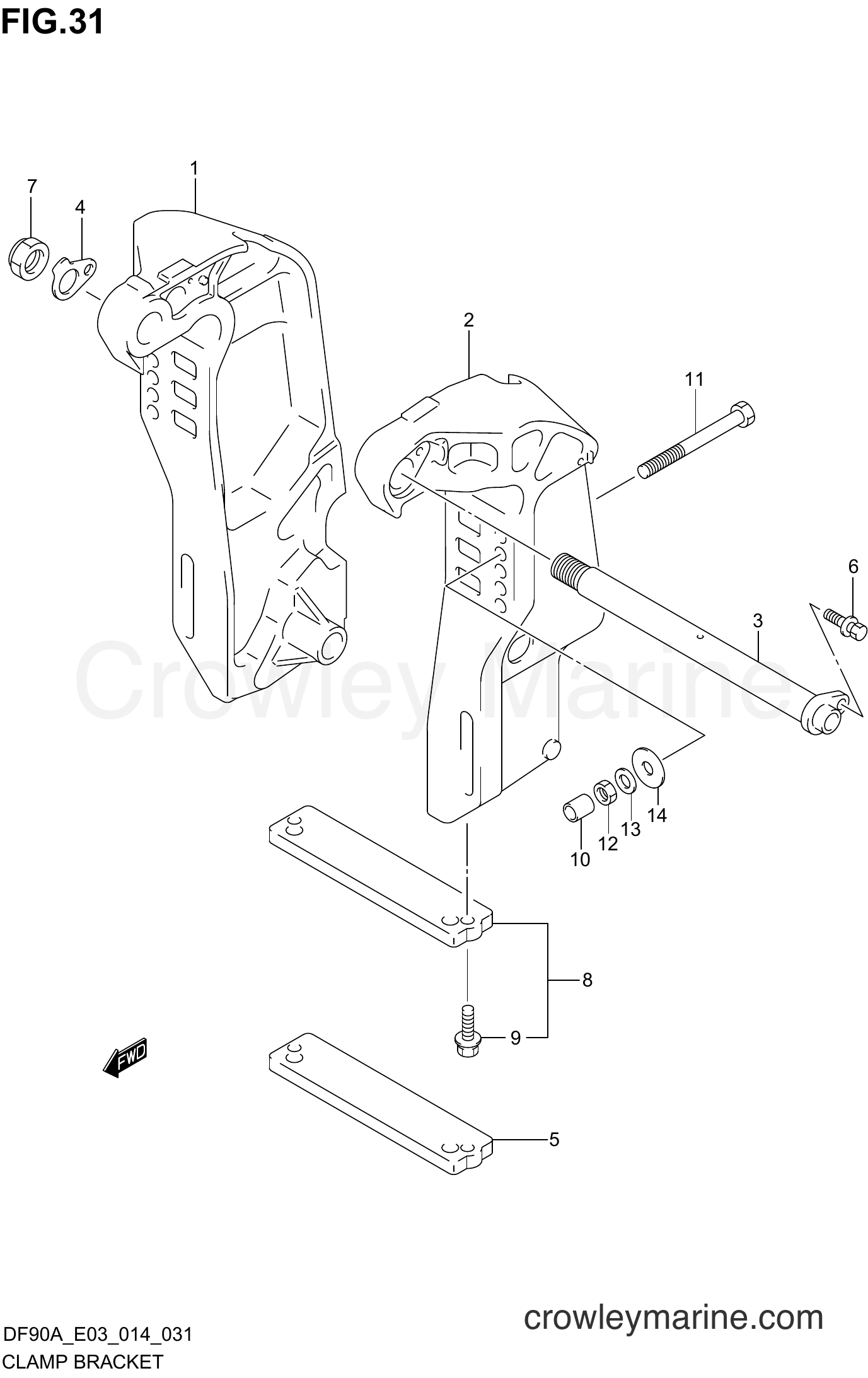 Suzuki Marine DF70A 410001~ - CLAMP BRACKET