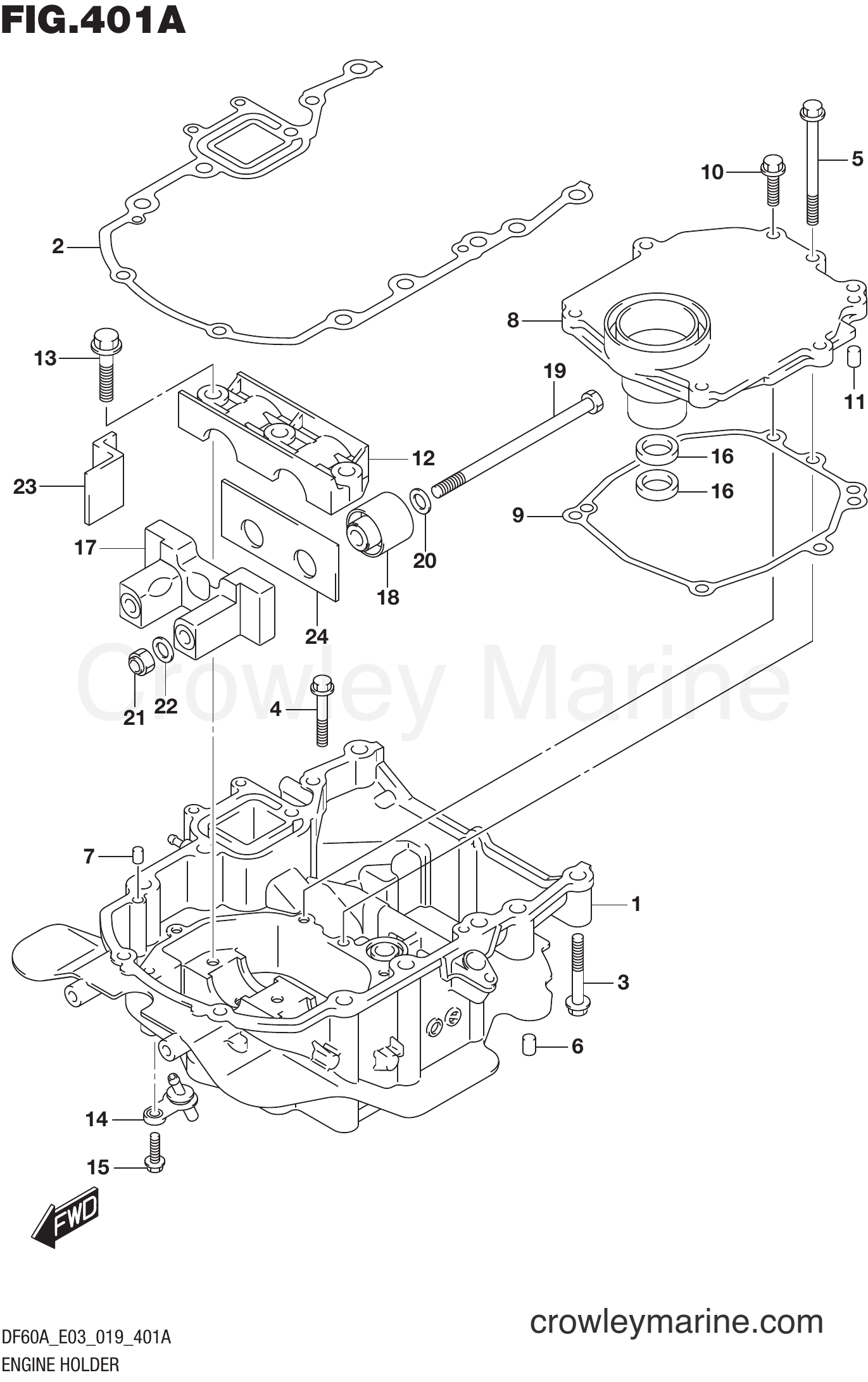 Suzuki Marine DF50AT 910001~ - ENGINE HOLDER (DF40A)(DF50A)(DF60A)